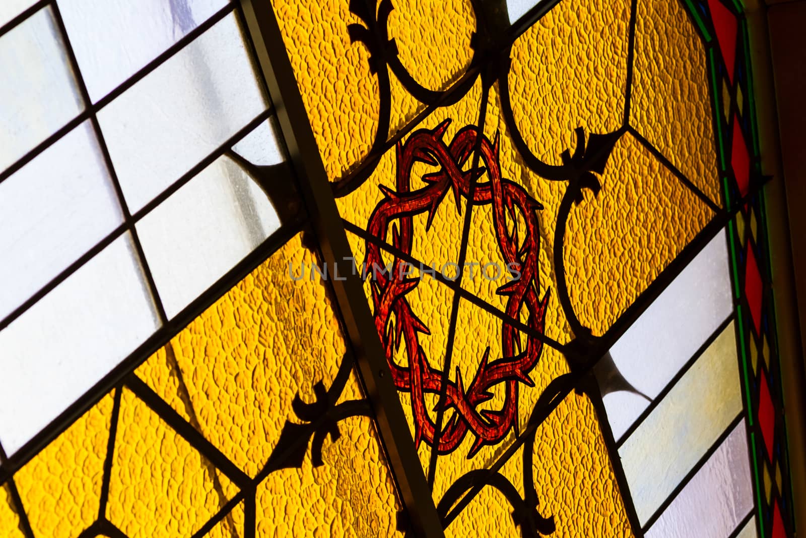 Stained Glass Details inside a Church by aetb
