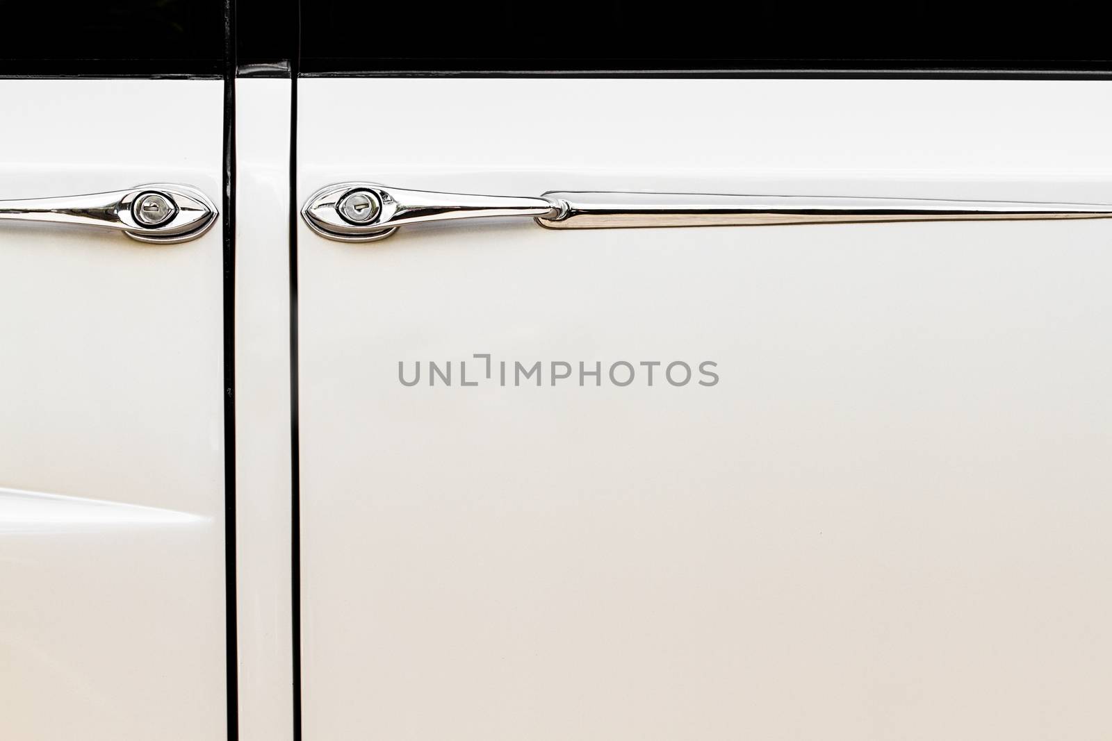 Luxurious and Vintage Beige Car Doors and Handle Detail