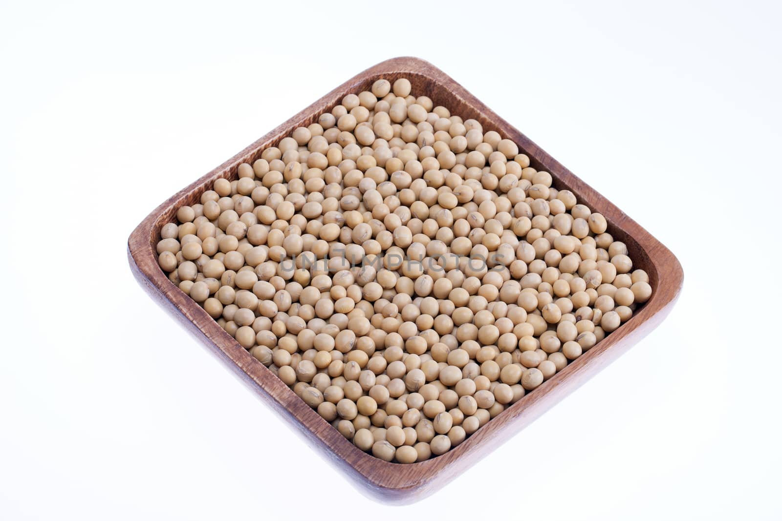 bowl of soybeans isolated on white background