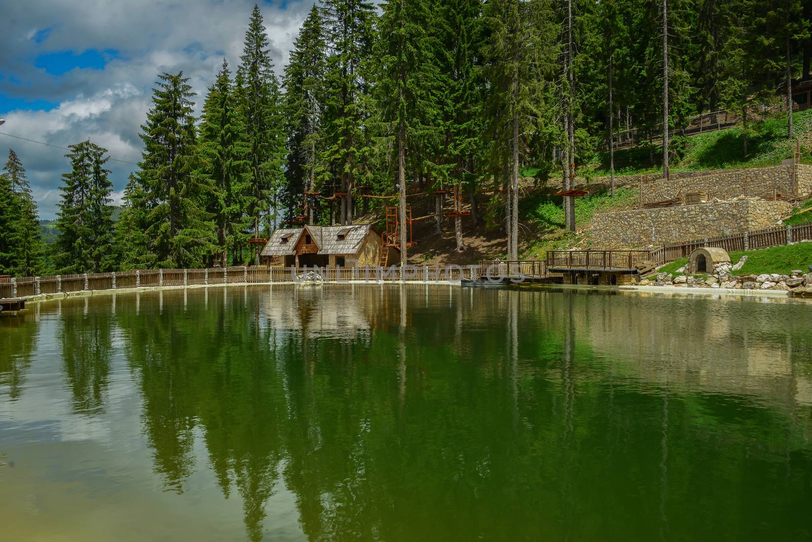 Mountain Resort Ambient With Artificial Lake