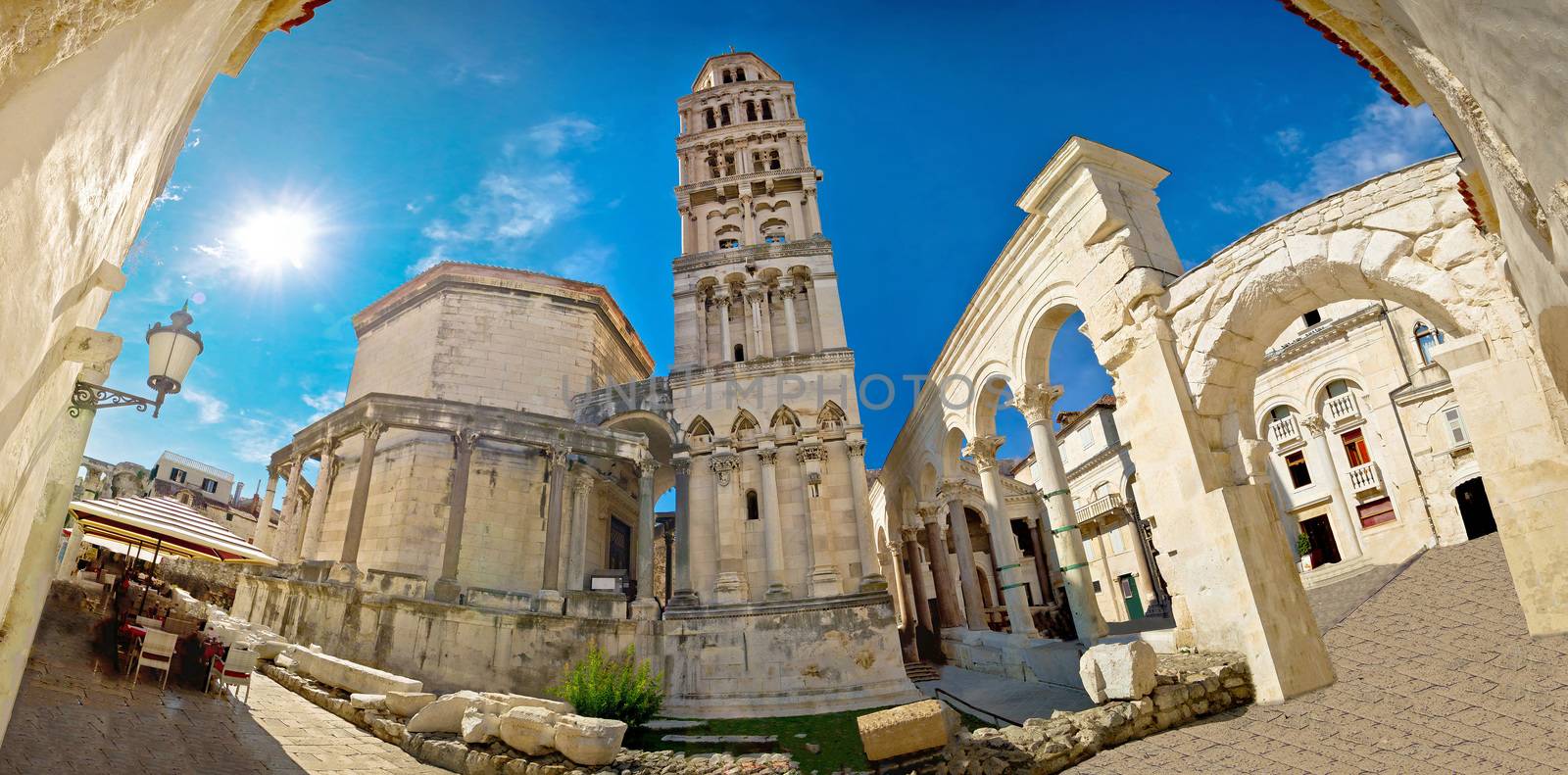 Ancien old Roman queen Jelena square in Split, Dalmatia, Croatia