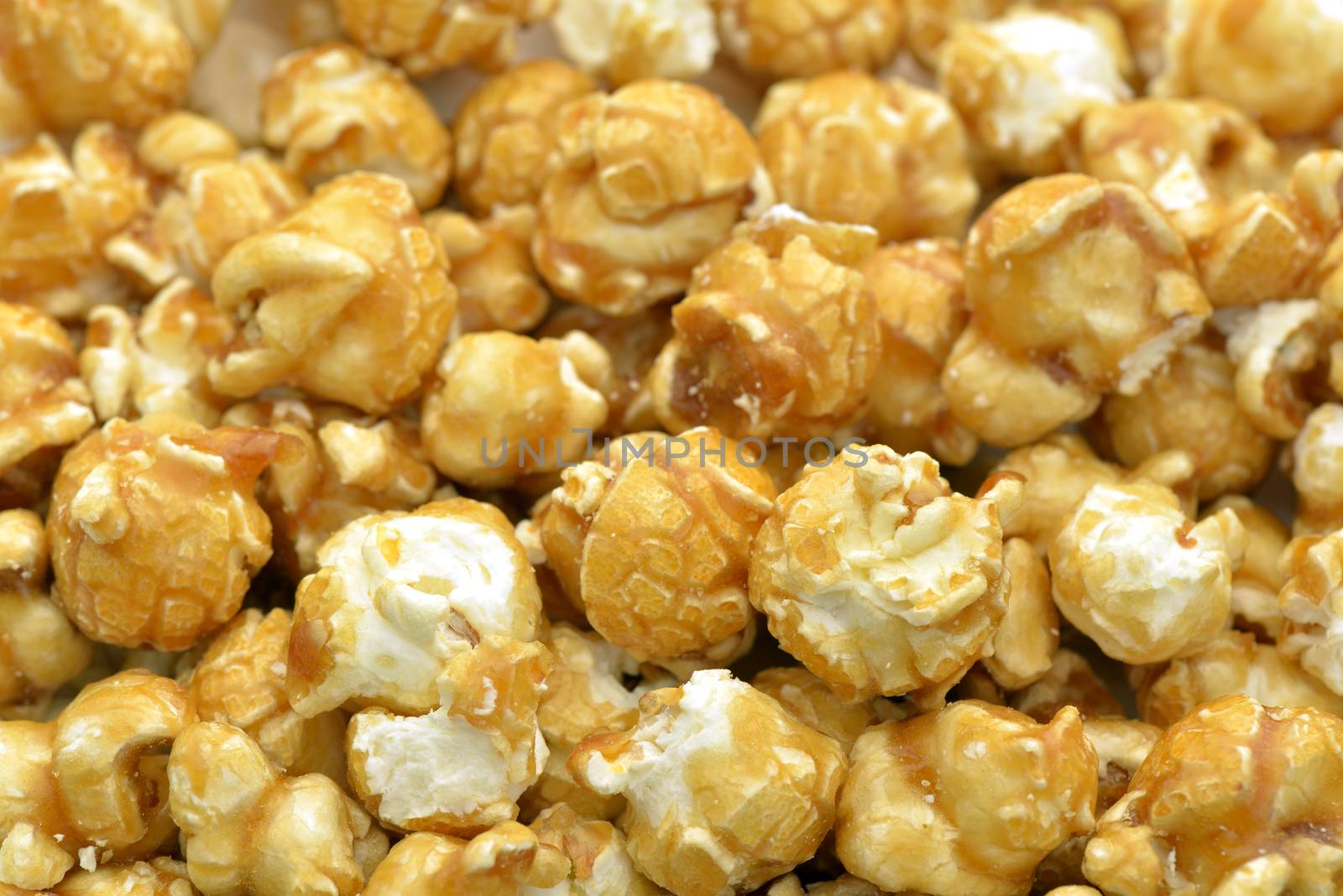 Close-up of caramelized popcorn to use as background
