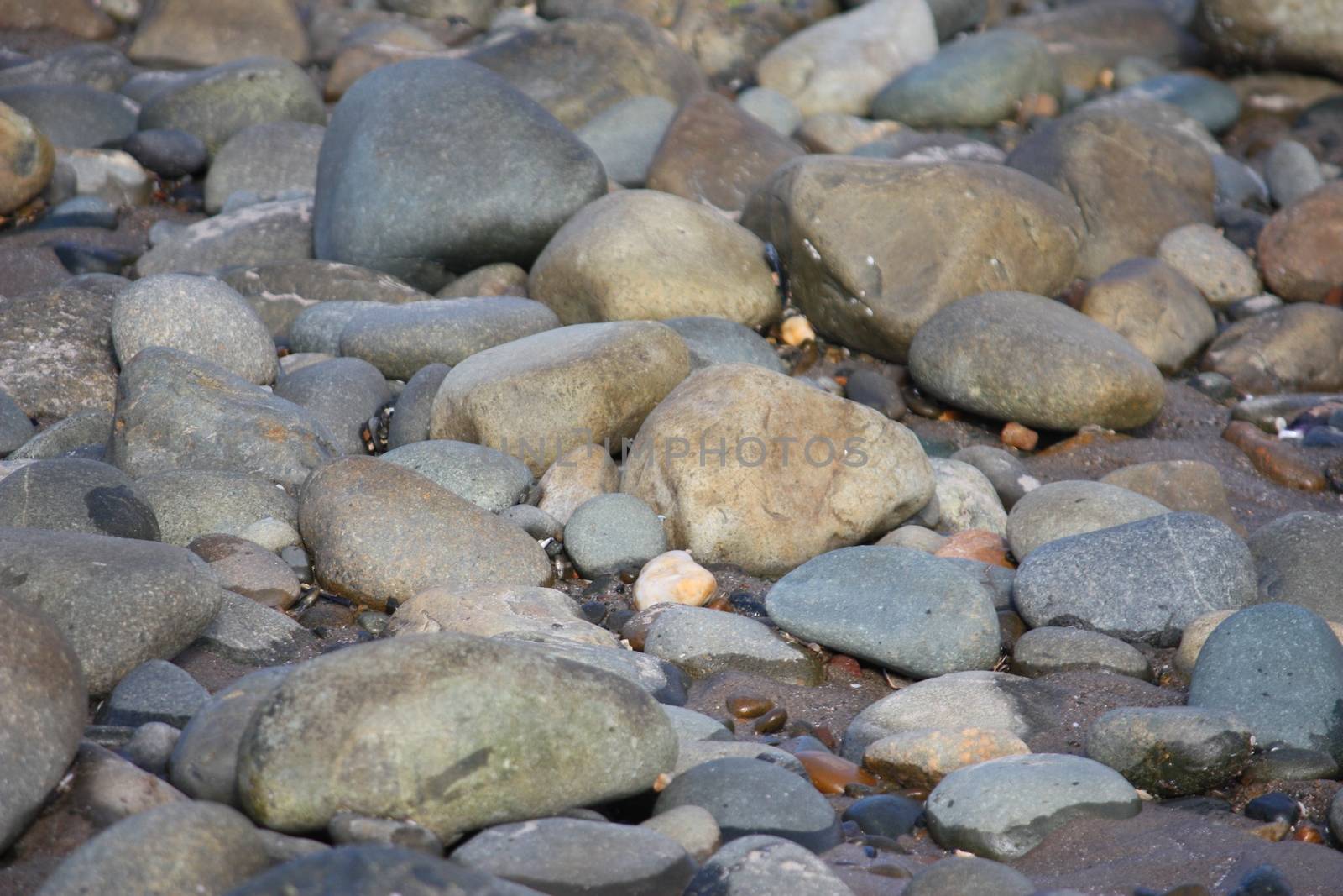 stones and rocks on a sandy beach background