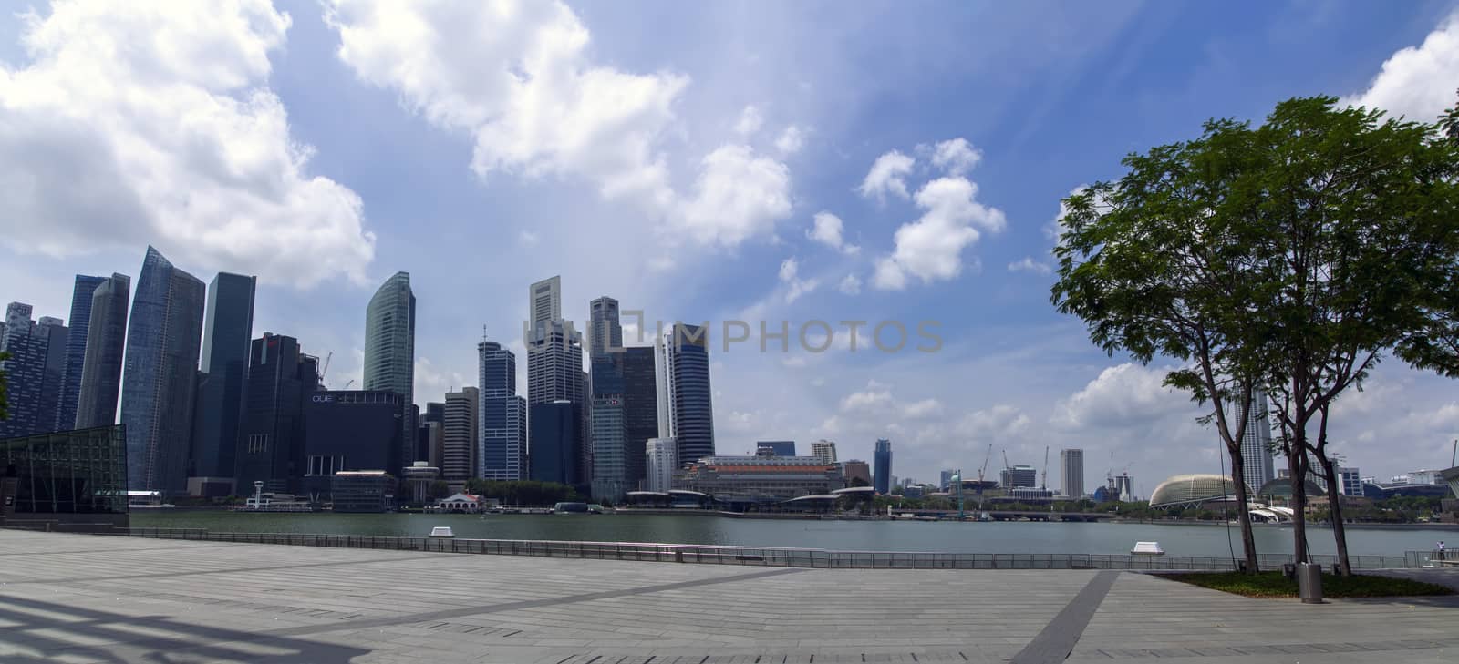 Marina Bay Panorama. Afternoon in City  EDITORIAL Singapore, Singapore - February 13, 2014