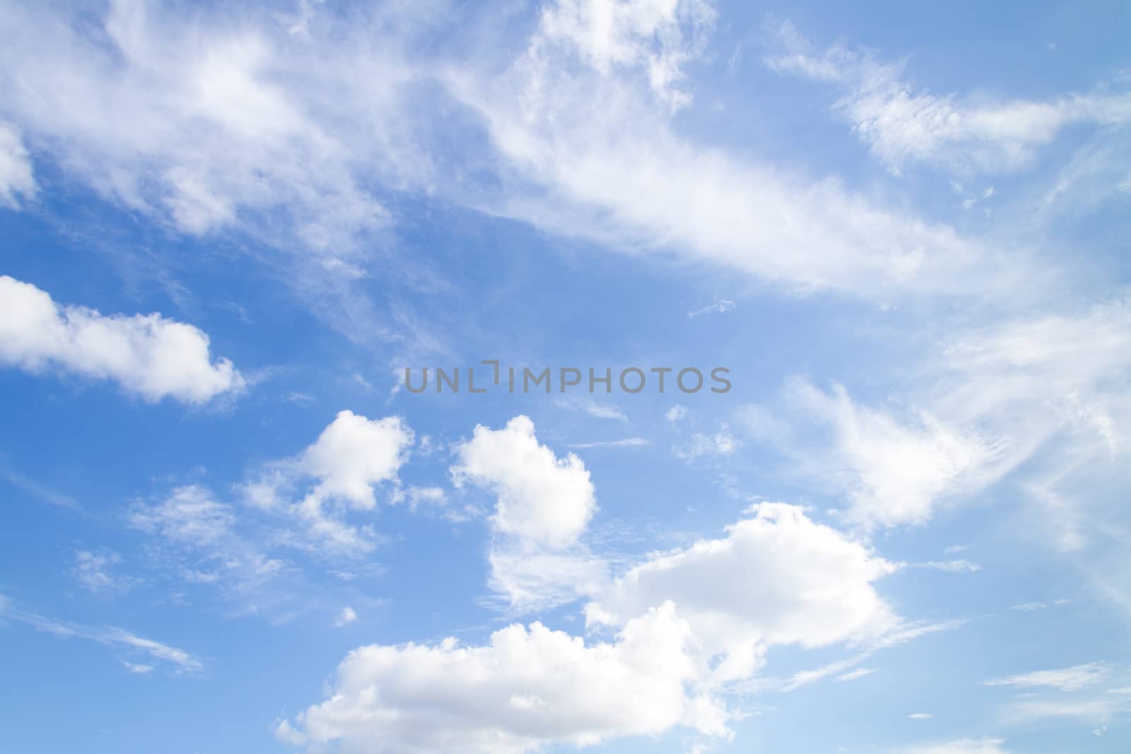 Soft white clouds against blue sky .