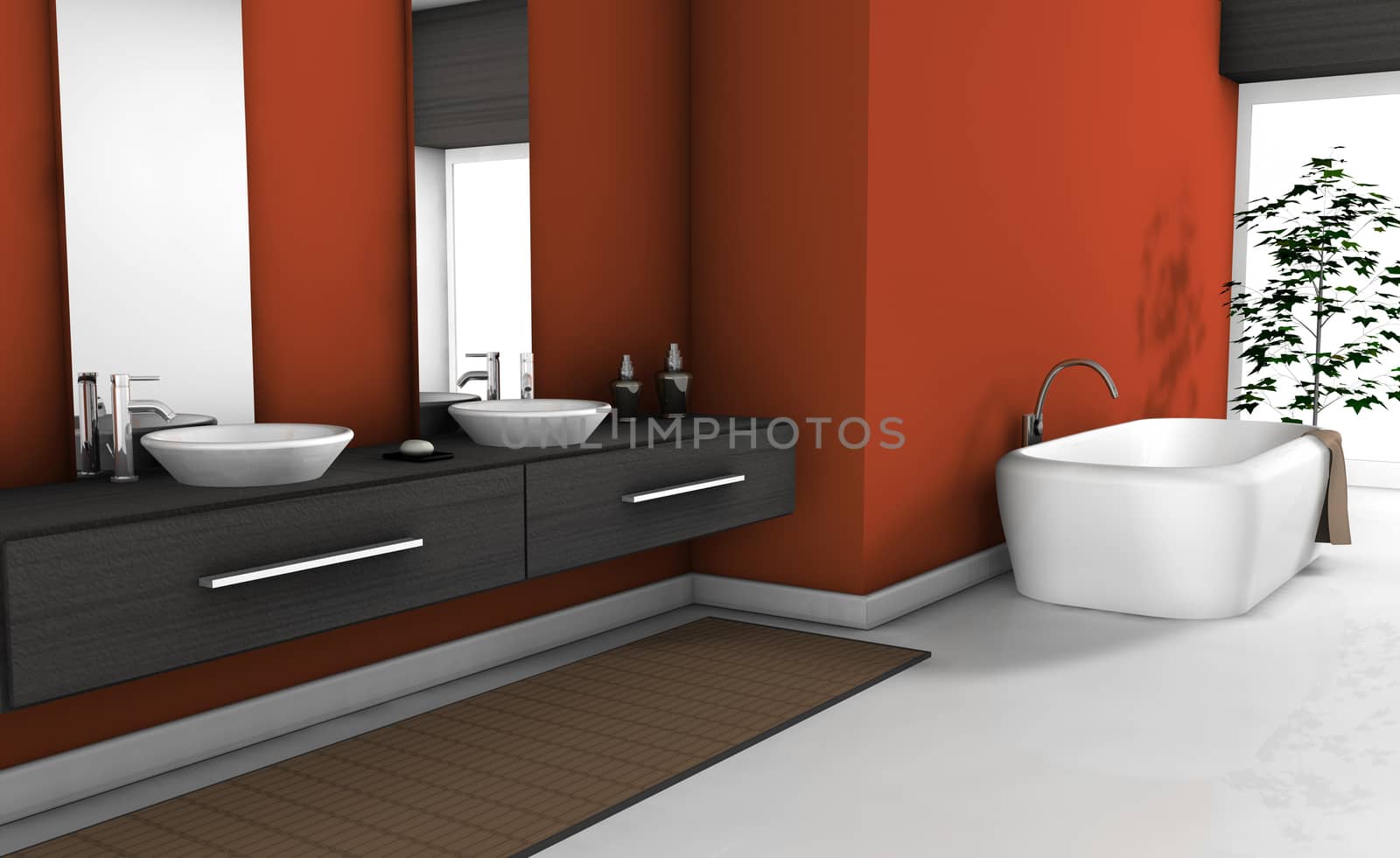 Modern Red Bathroom by nirodesign