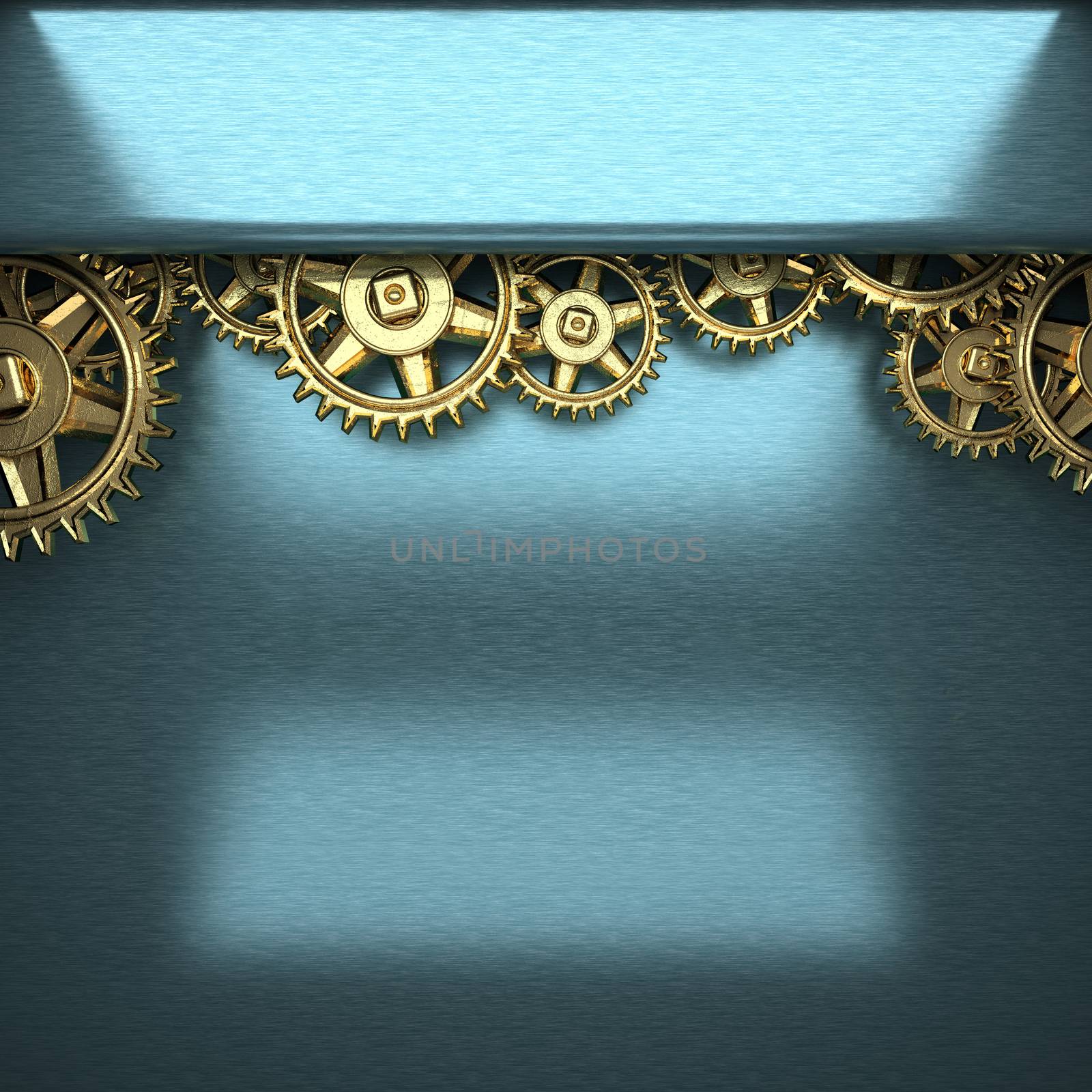 blue metal background with cogwheel gears by videodoctor