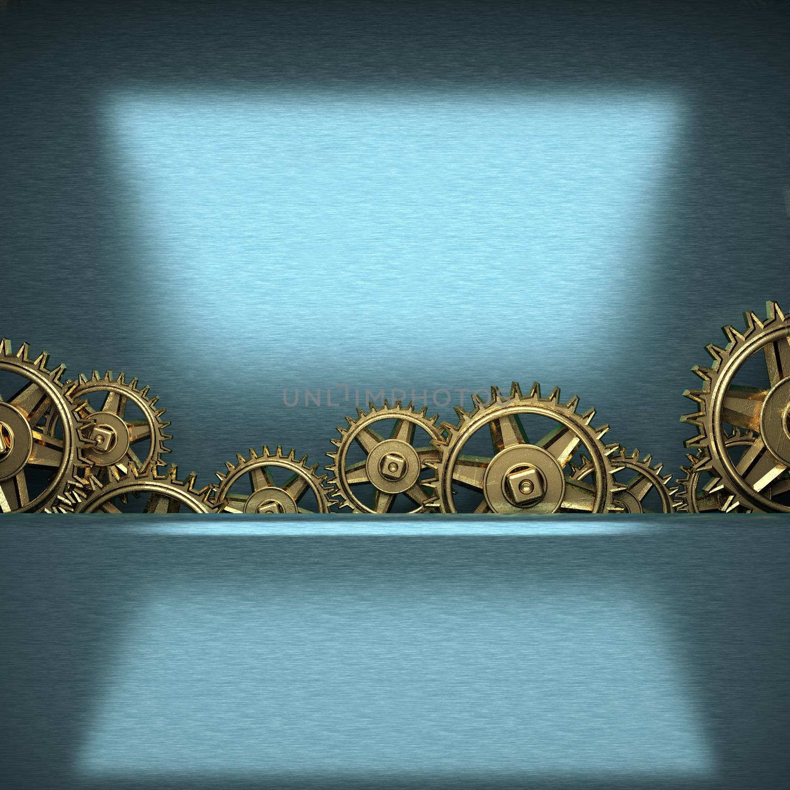 blue metal background with cogwheel gears by videodoctor