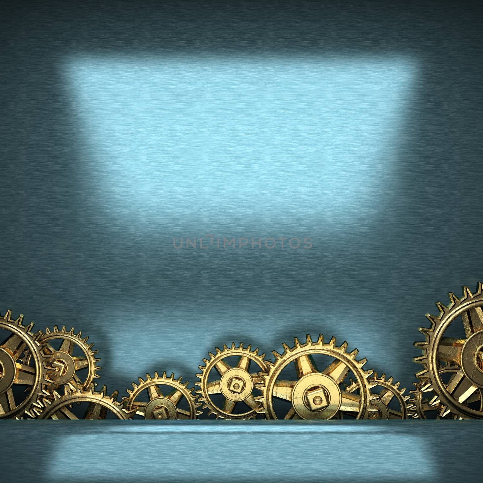blue metal background with cogwheel gears by videodoctor