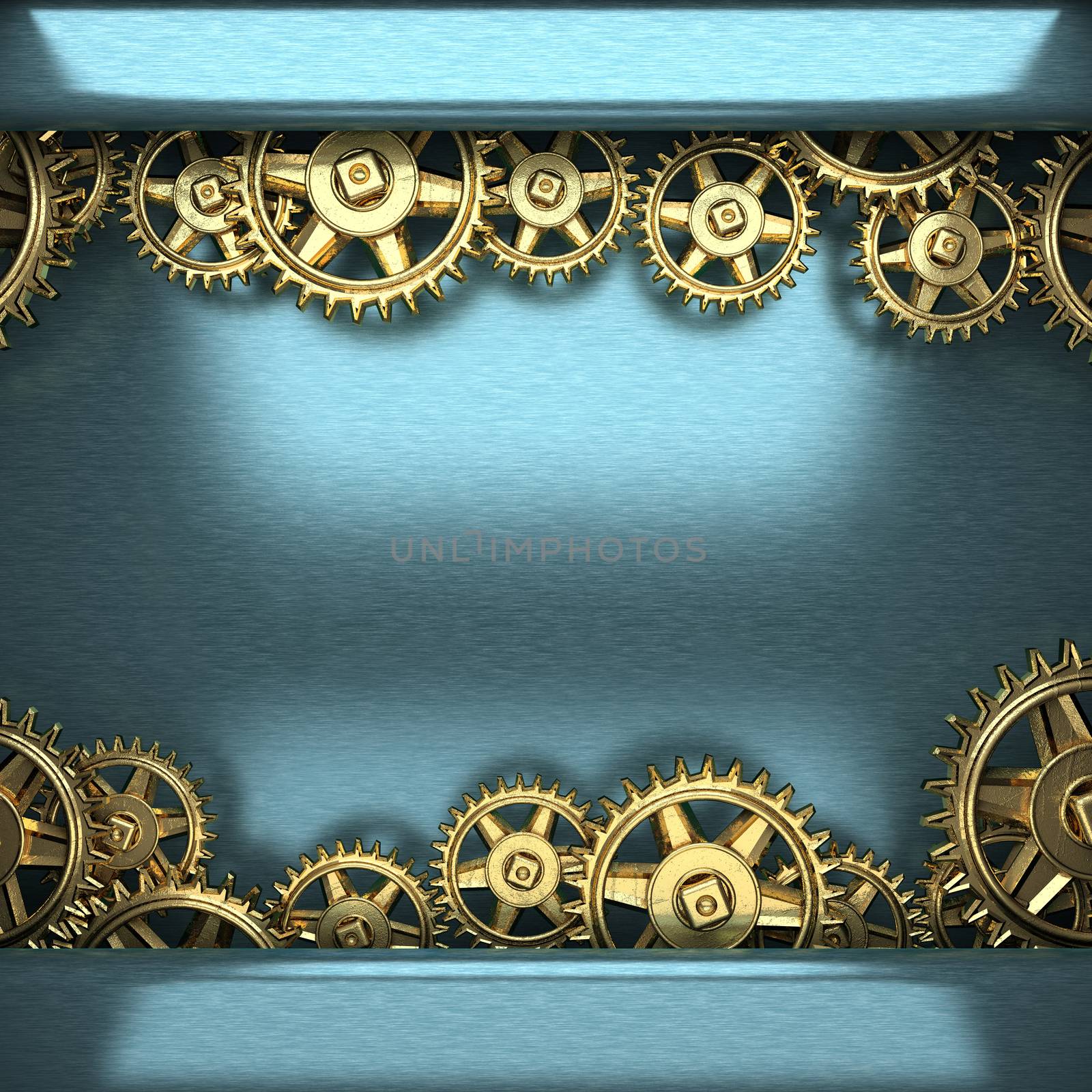 blue metal background with cogwheel gears