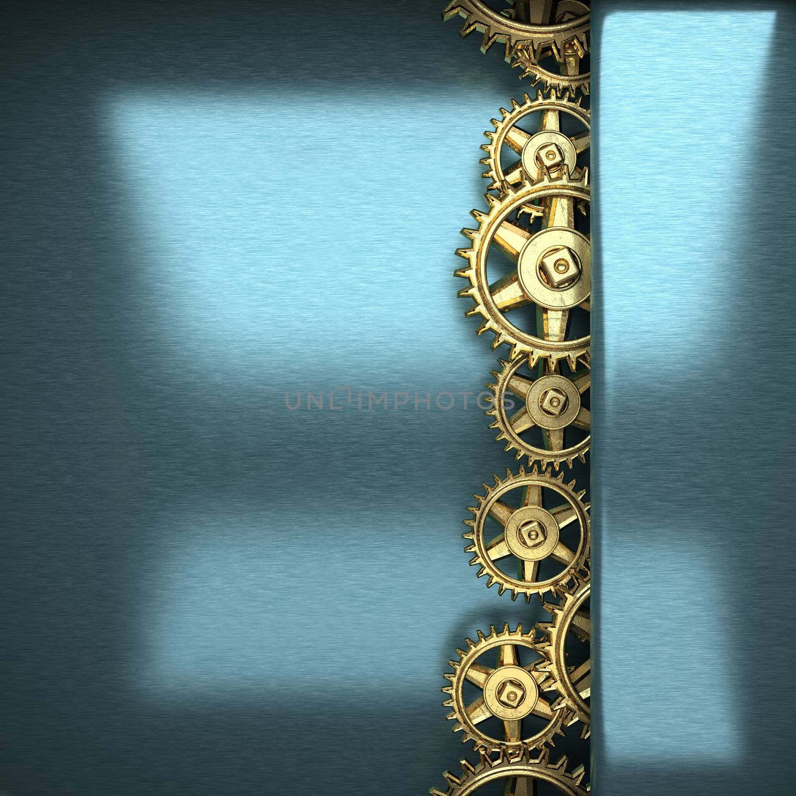 blue metal background with cogwheel gears