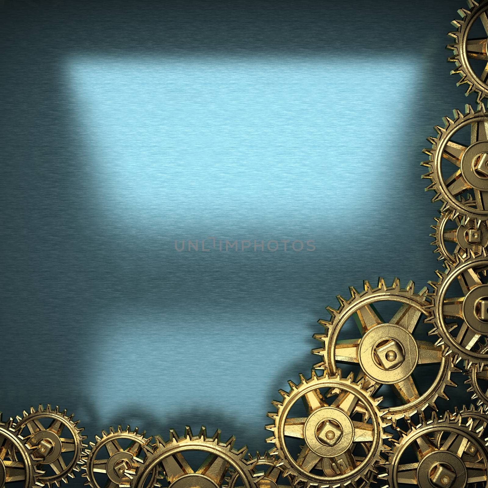 blue metal background with cogwheel gears by videodoctor