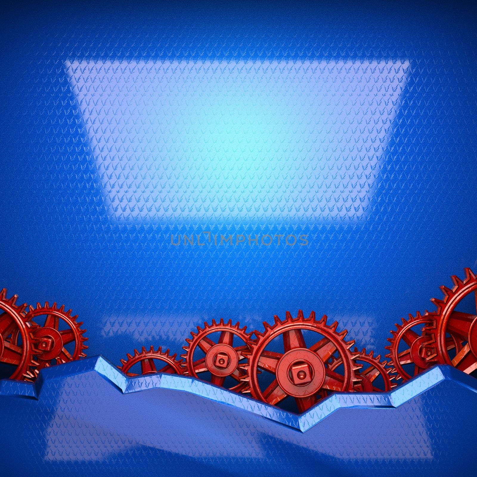 blue metal background with red cogwheel gears by videodoctor
