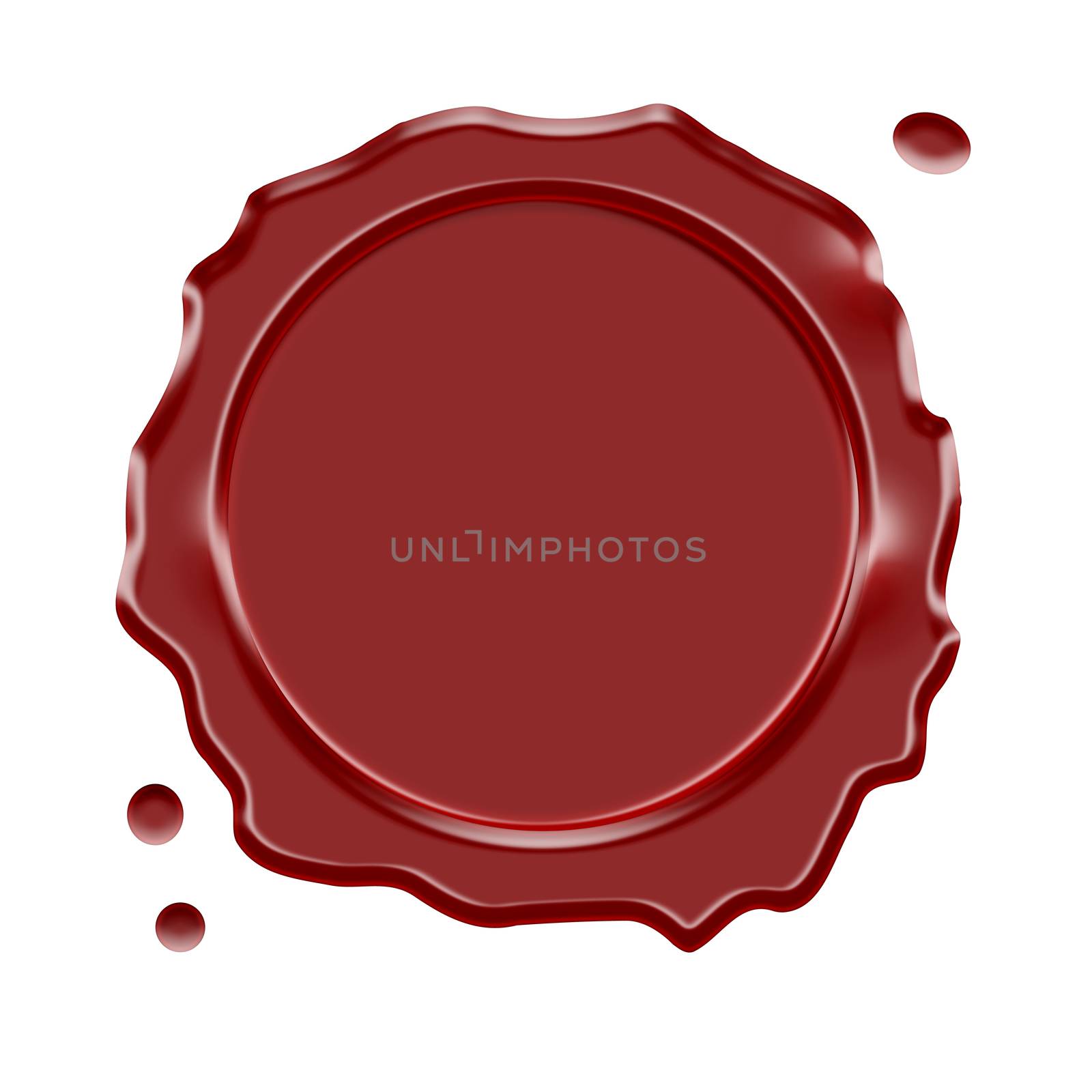 Wax seal with central blank space for copy, adv or logo isolated on white background.