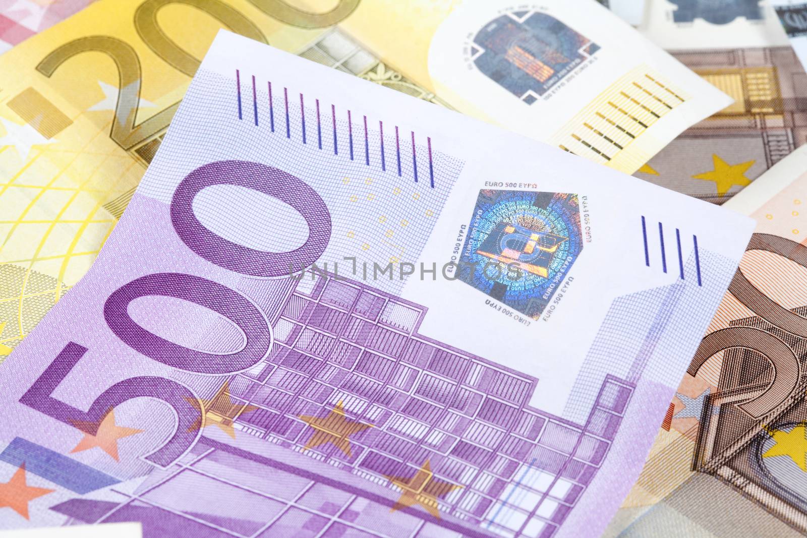 CLOSEUP OF EURO - EUROPEAN UNION BANKNOTES by courtyardpix