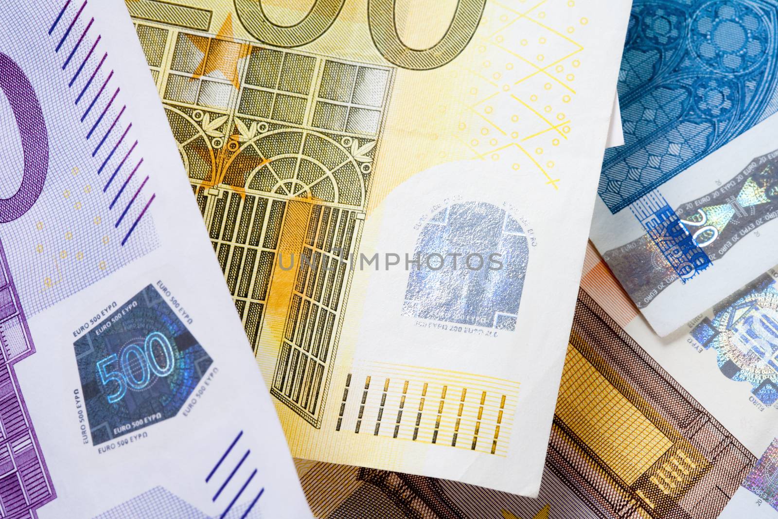 CLOSEUP OF EURO - EUROPEAN UNION BANKNOTES by courtyardpix