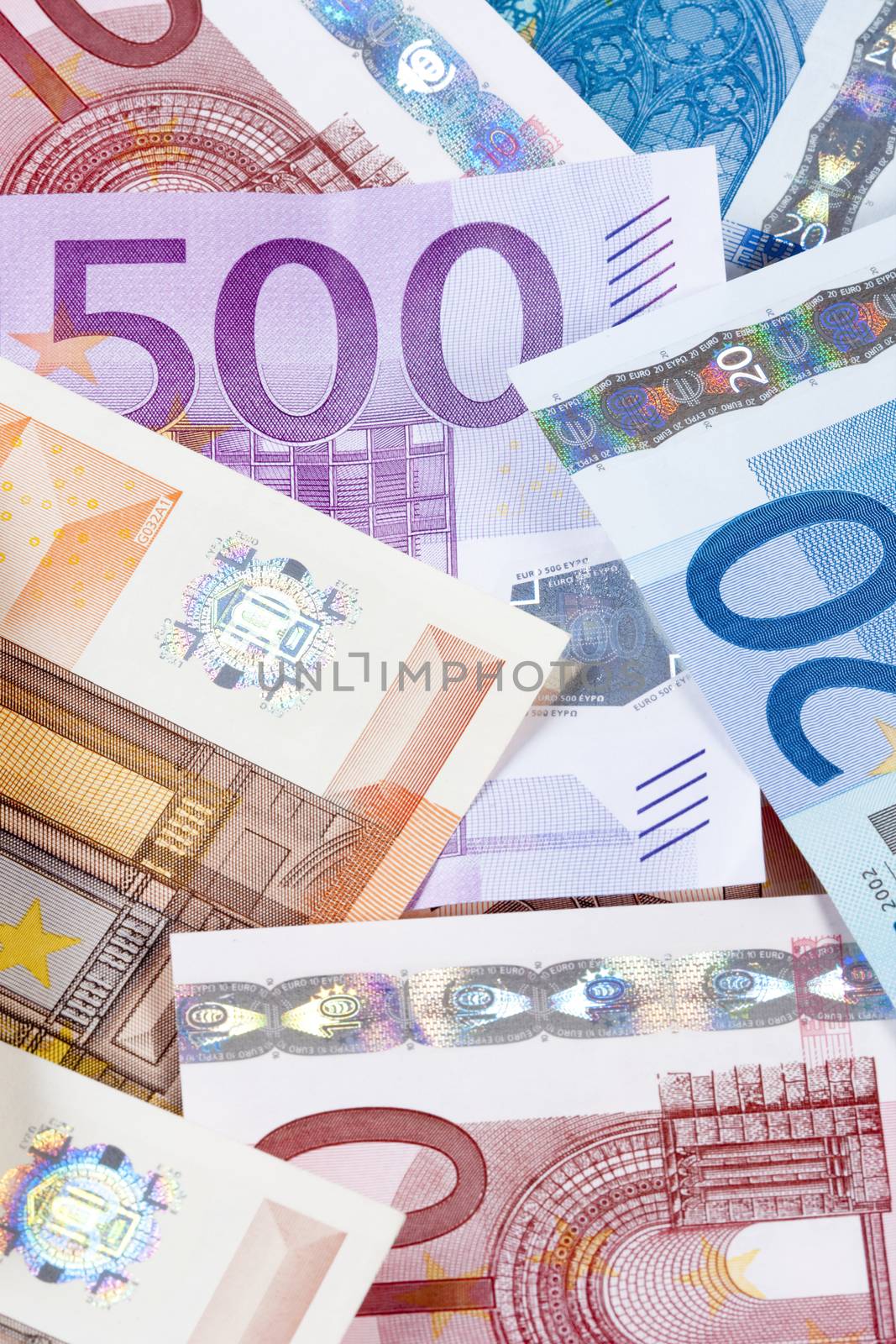 CLOSEUP OF EURO - EUROPEAN UNION BANKNOTES by courtyardpix