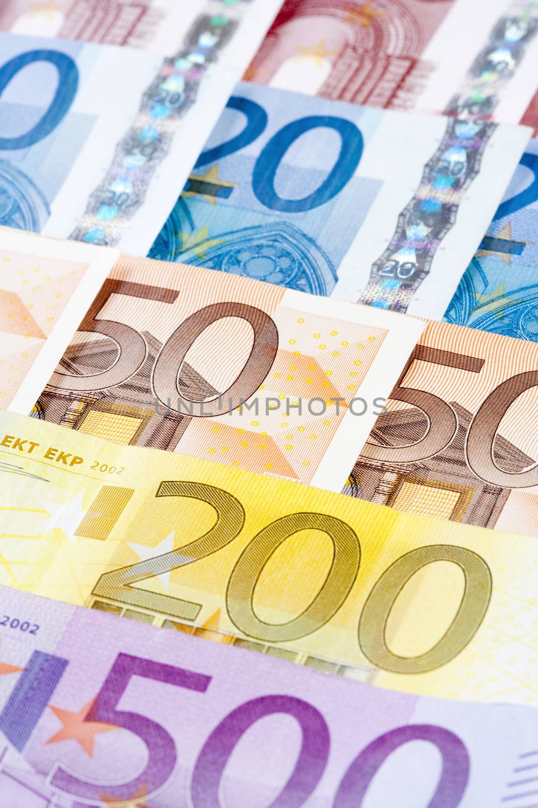 CLOSEUP OF EURO - EUROPEAN UNION BANKNOTES by courtyardpix