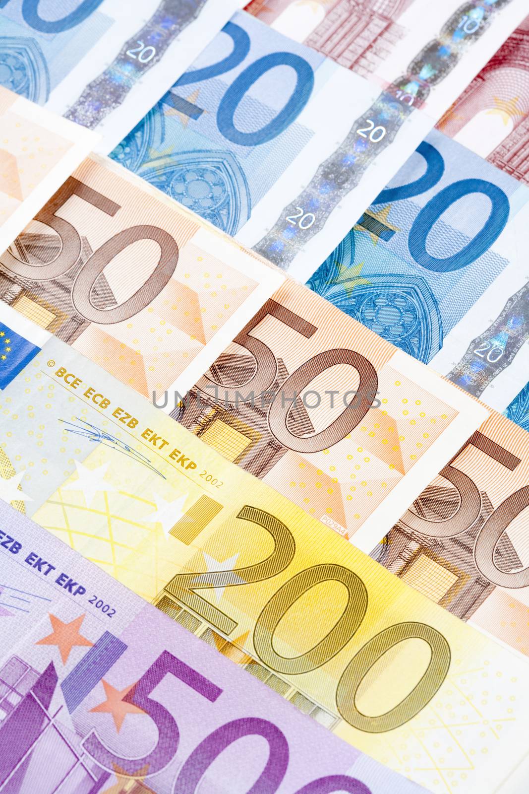 CLOSEUP OF EURO - EUROPEAN UNION BANKNOTES by courtyardpix