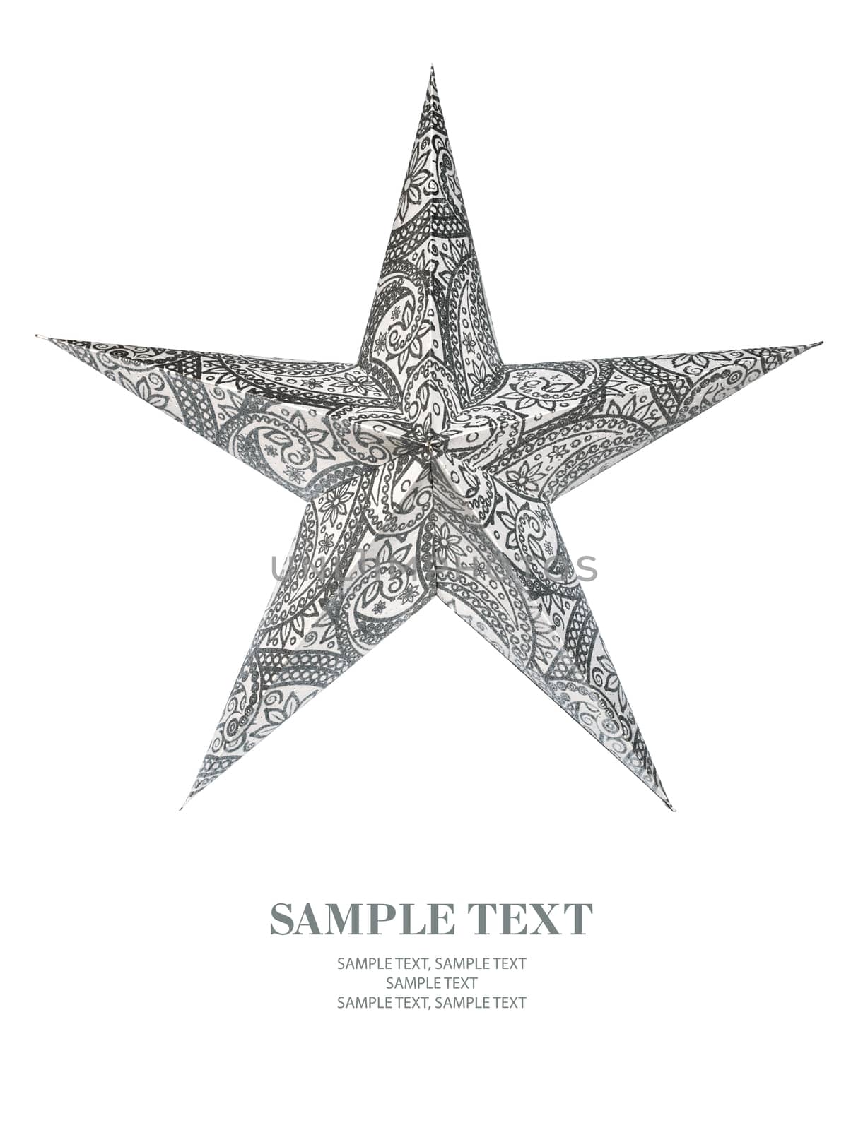 Christmas star ornament on white background