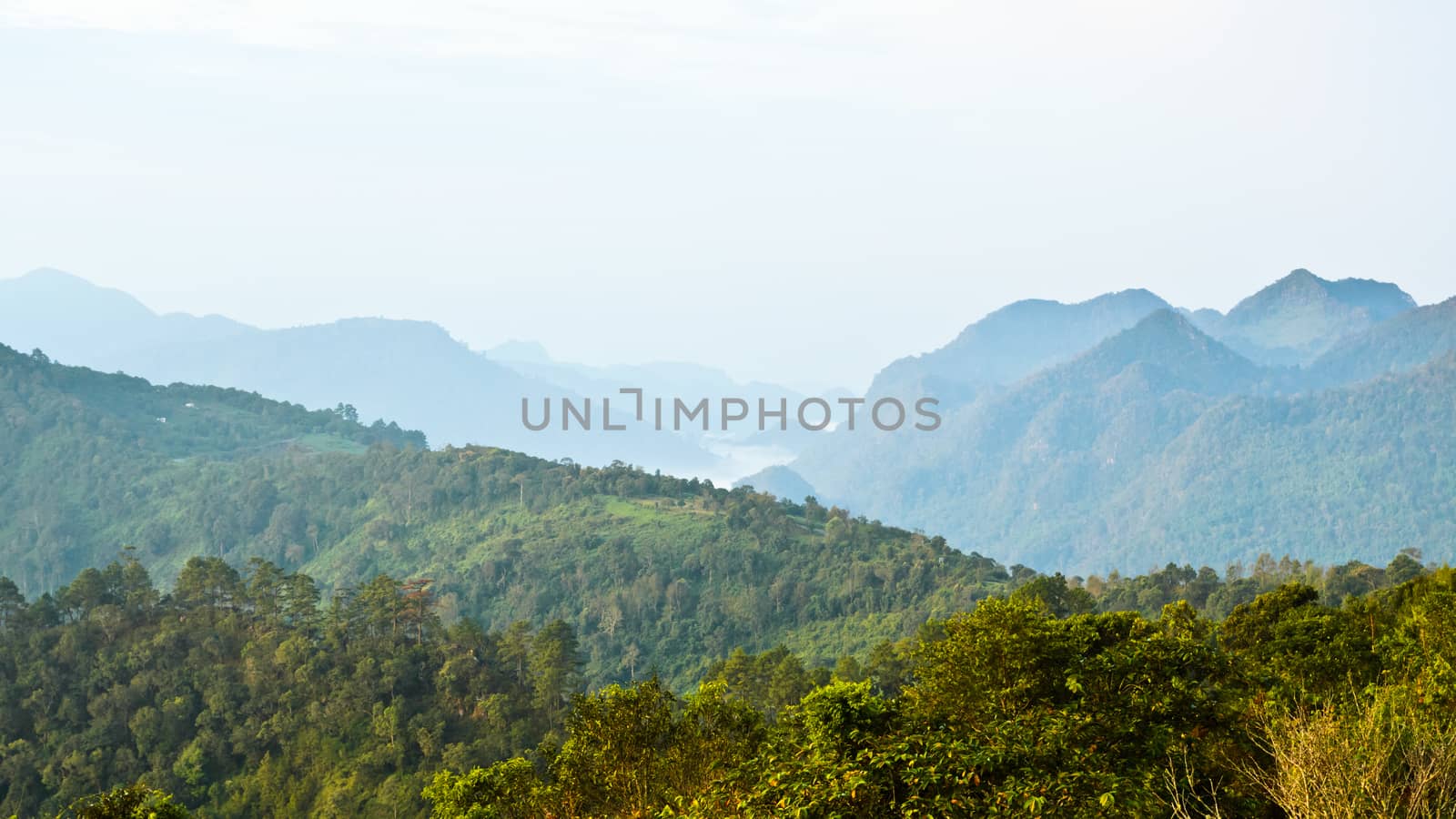 Scenic view of nature on the hill at Ang Khang mountains in Chiang Mai province of Thailand