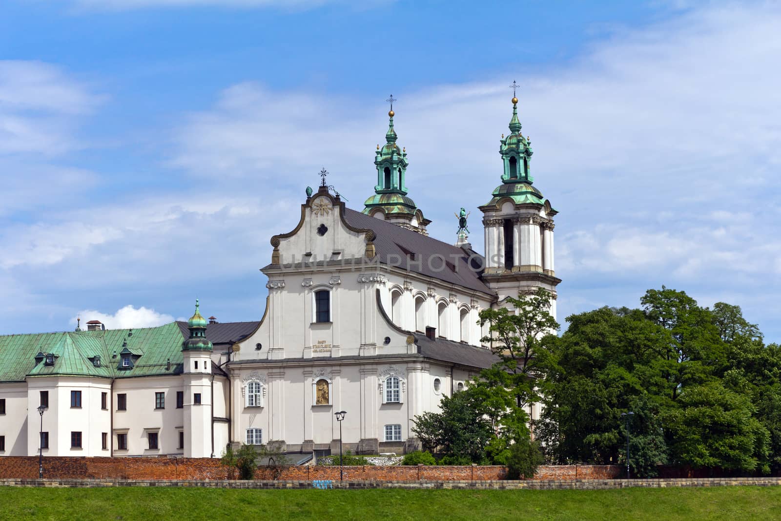 view on skalka church  in cracow poland