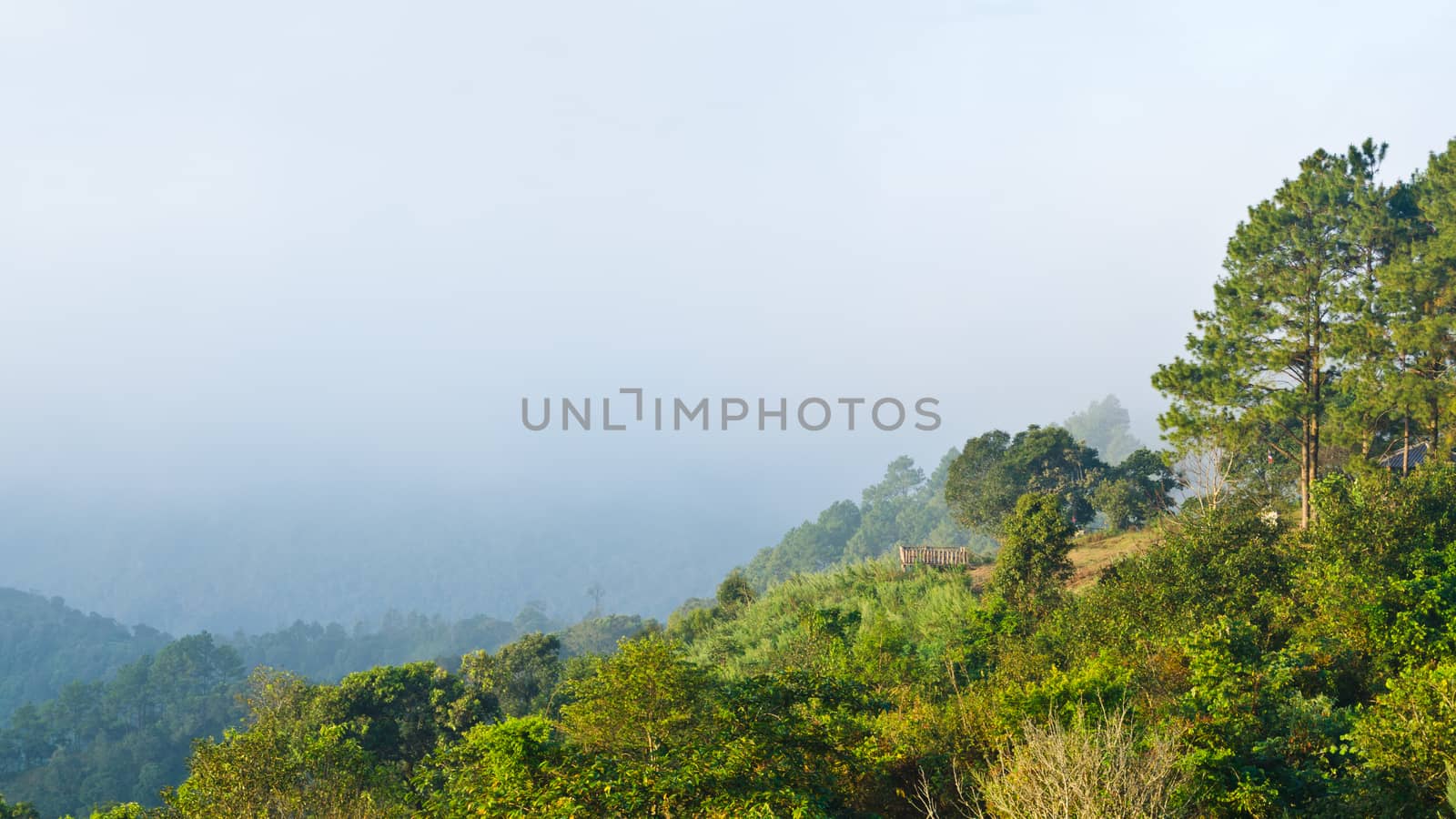 Landscape sierra from Doi Ang Khang mountains at morning in Chiang Mai province of Thailand