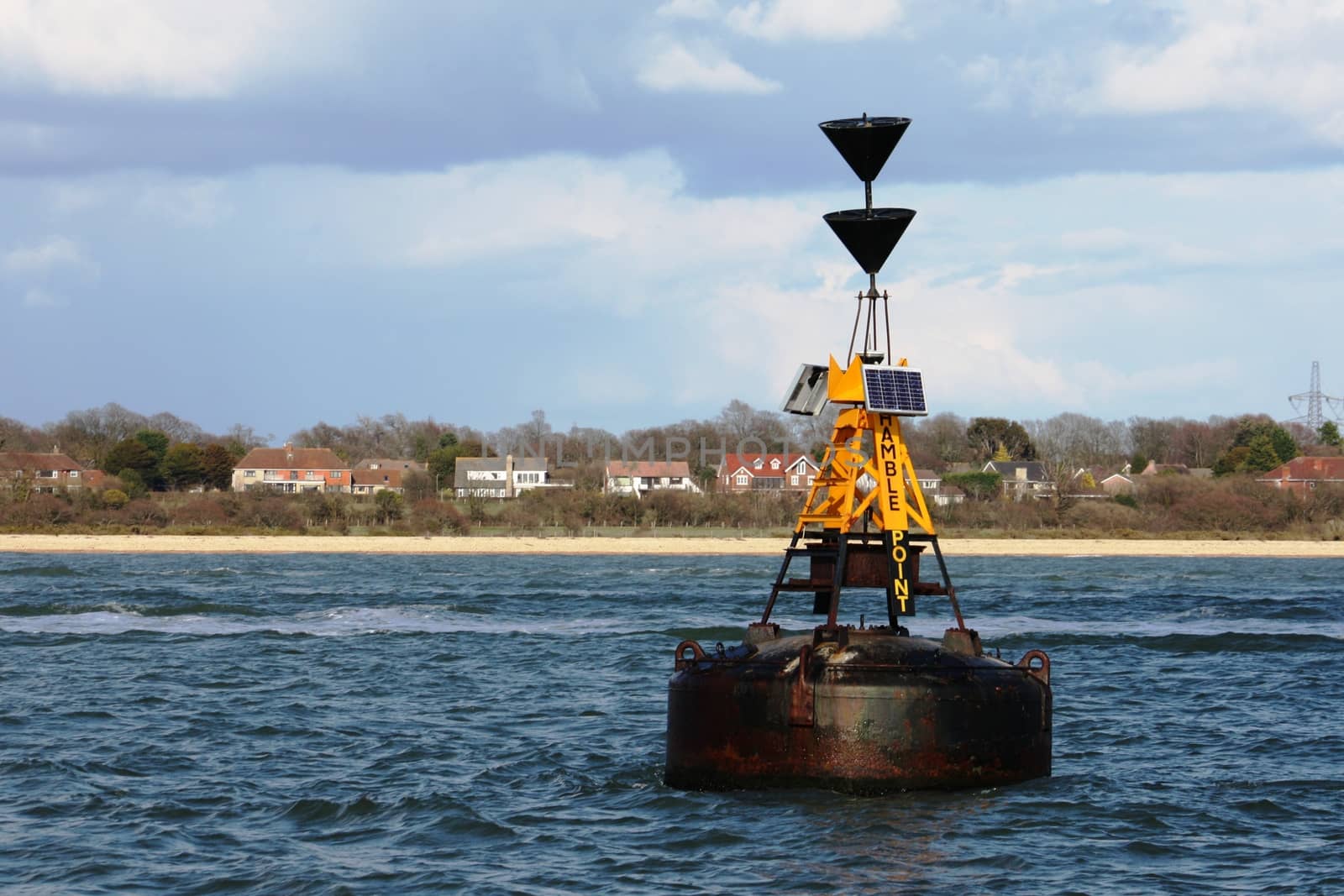 hamble point south cardinal marker floating in the solent by chrisga