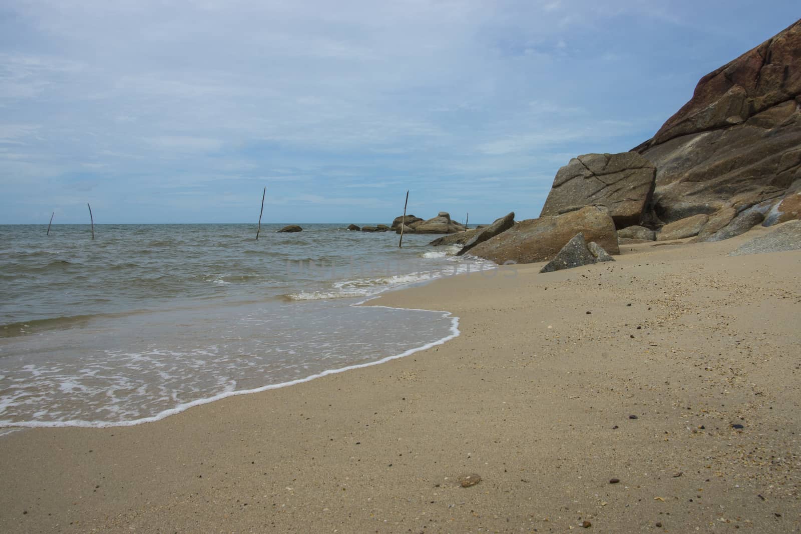 Rocks and sea.