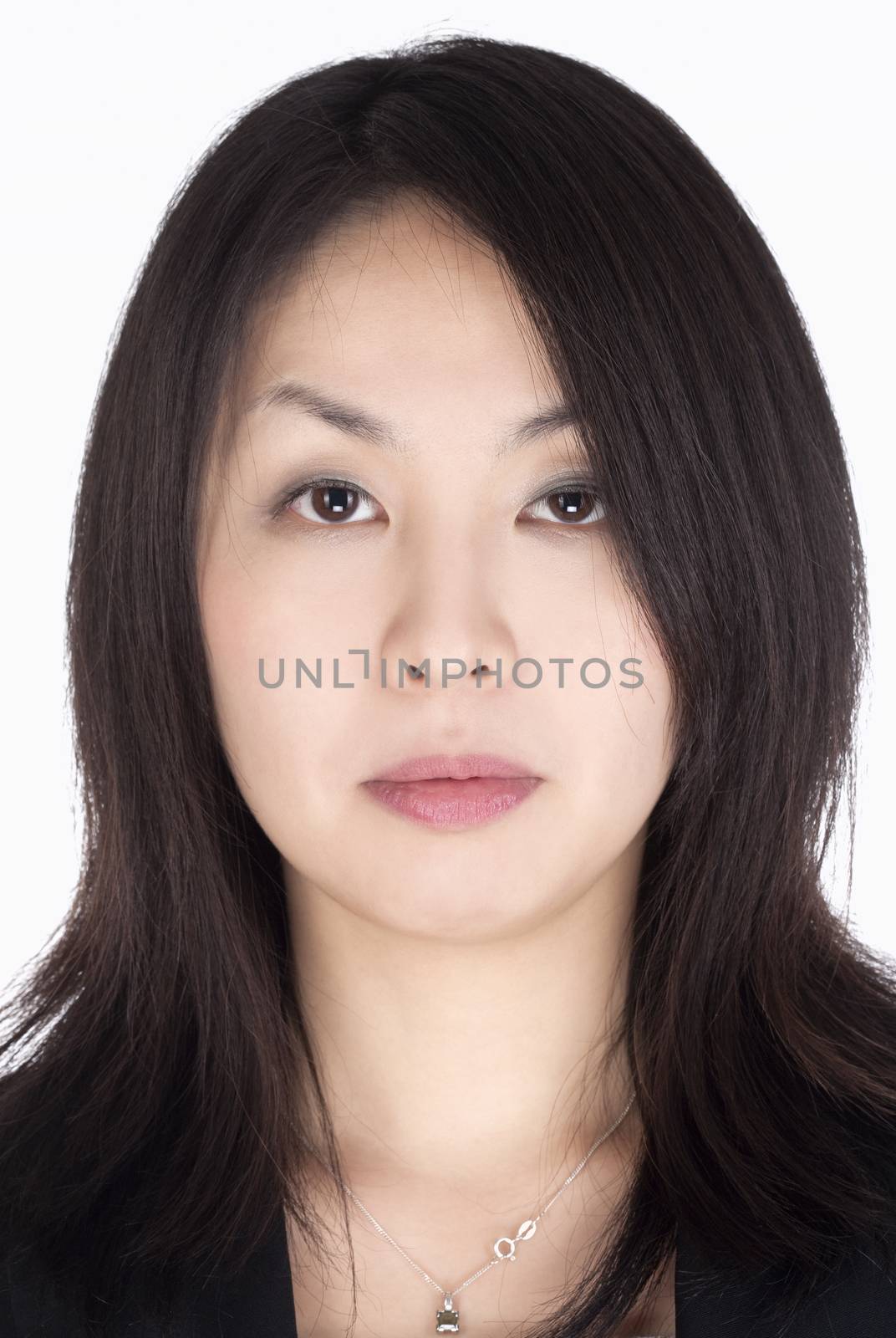 Portrait of a Young Woman - Isolated on White