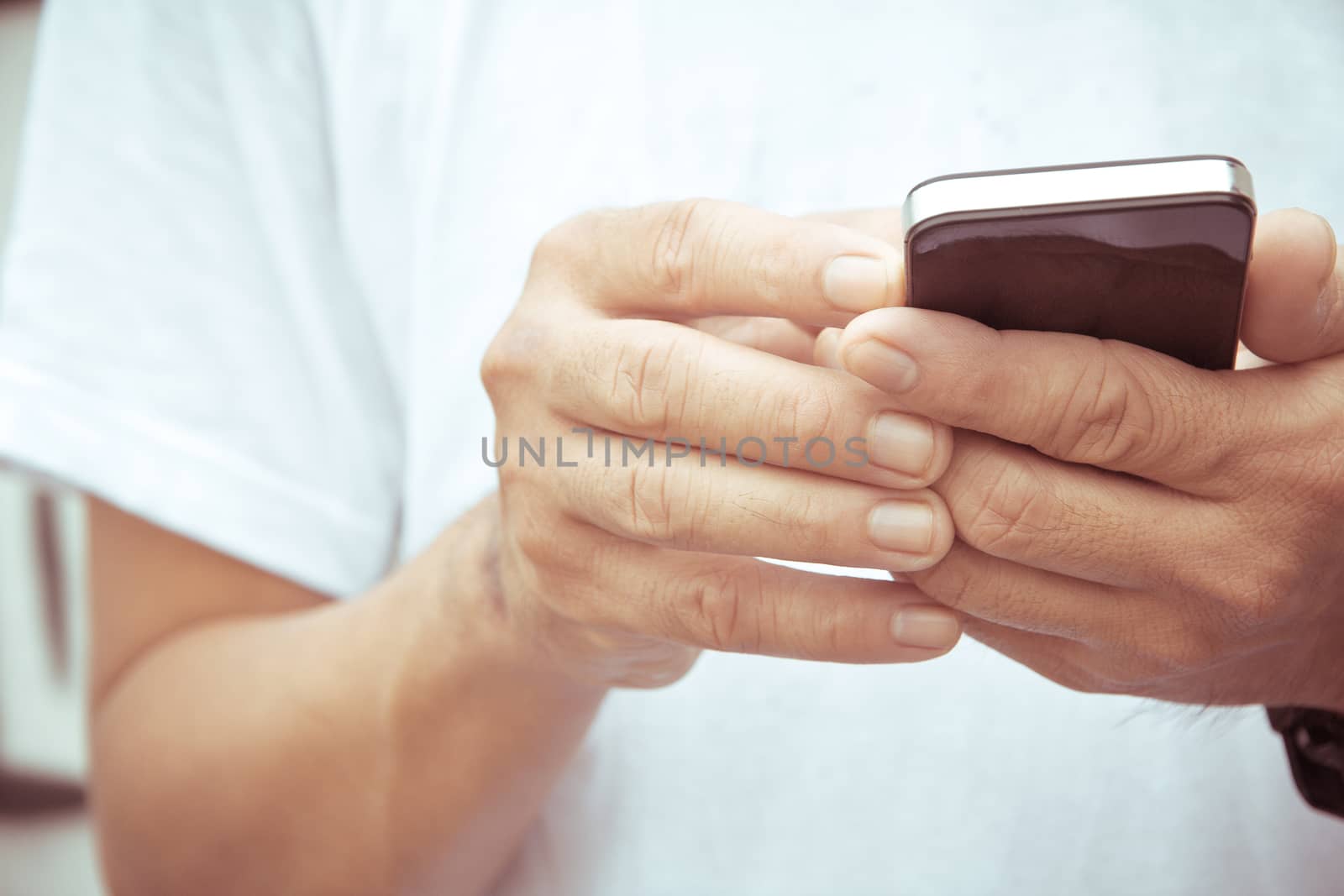 man checking his phone Background