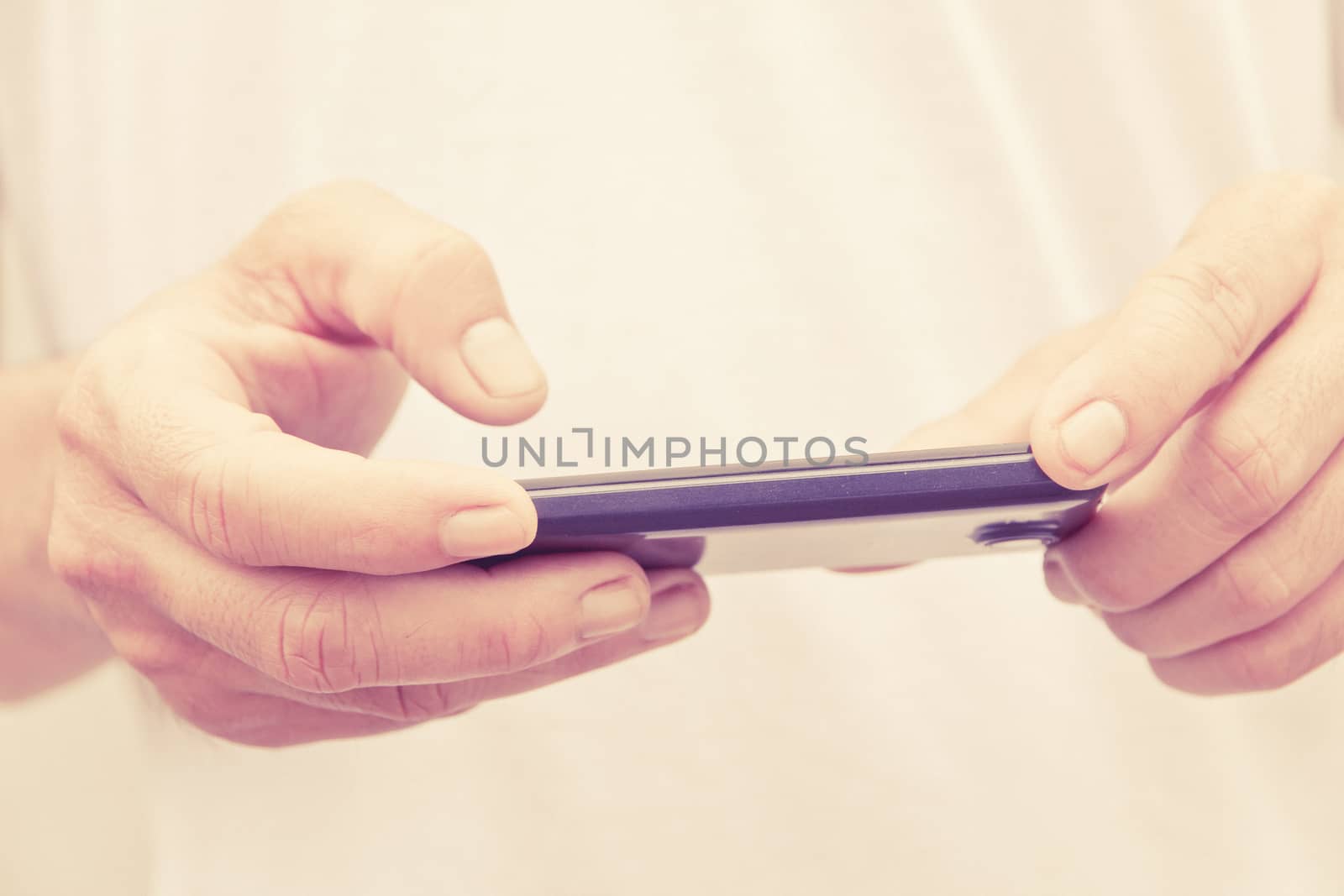 man checking his phone background