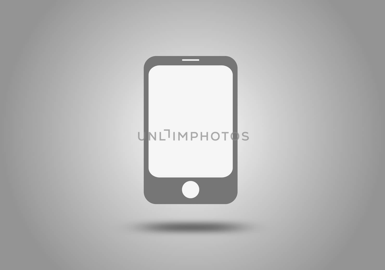 Flat icon of smartphone on grey backgroud.