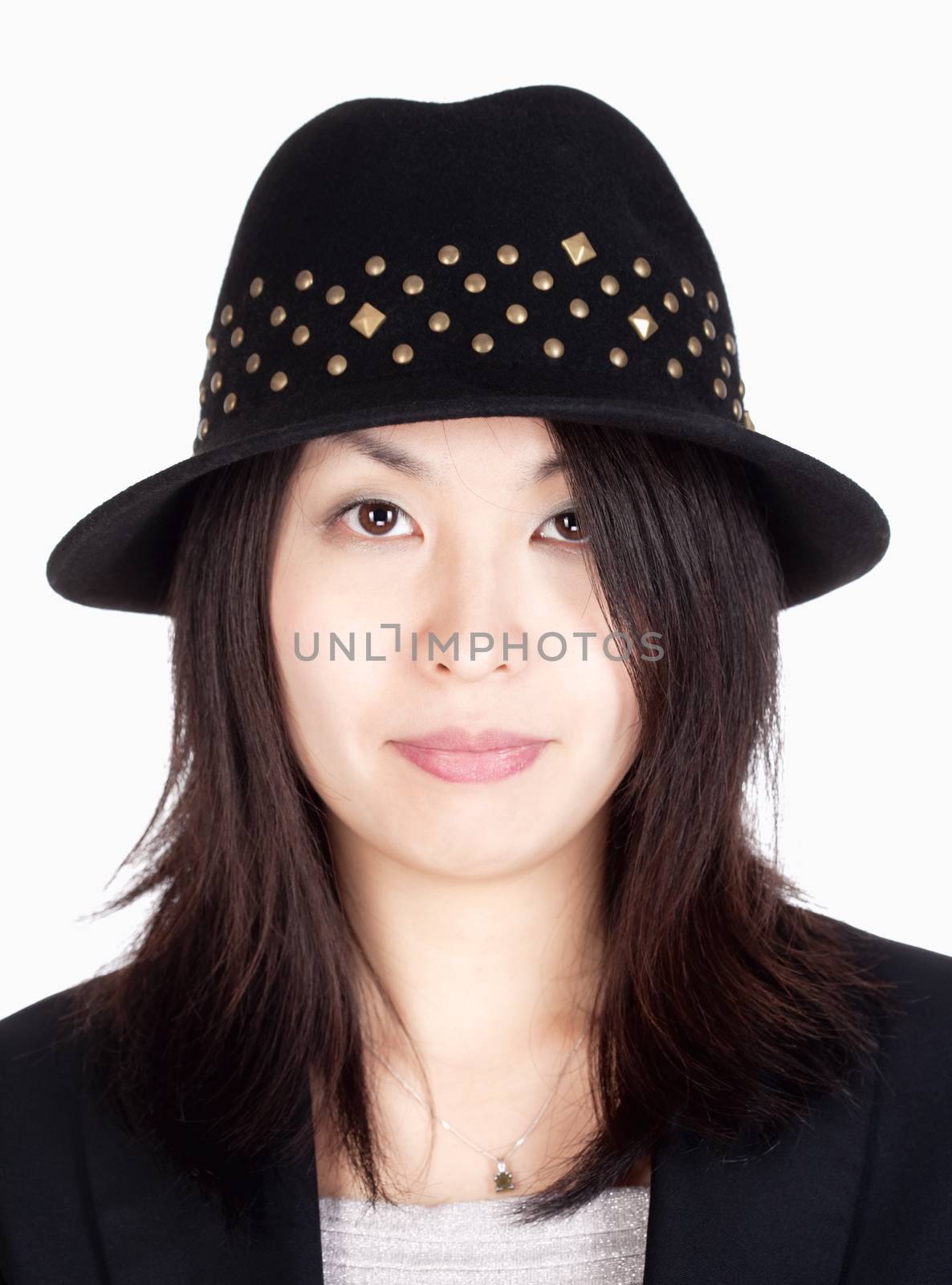 Portrait of a Young Woman - Isolated on White