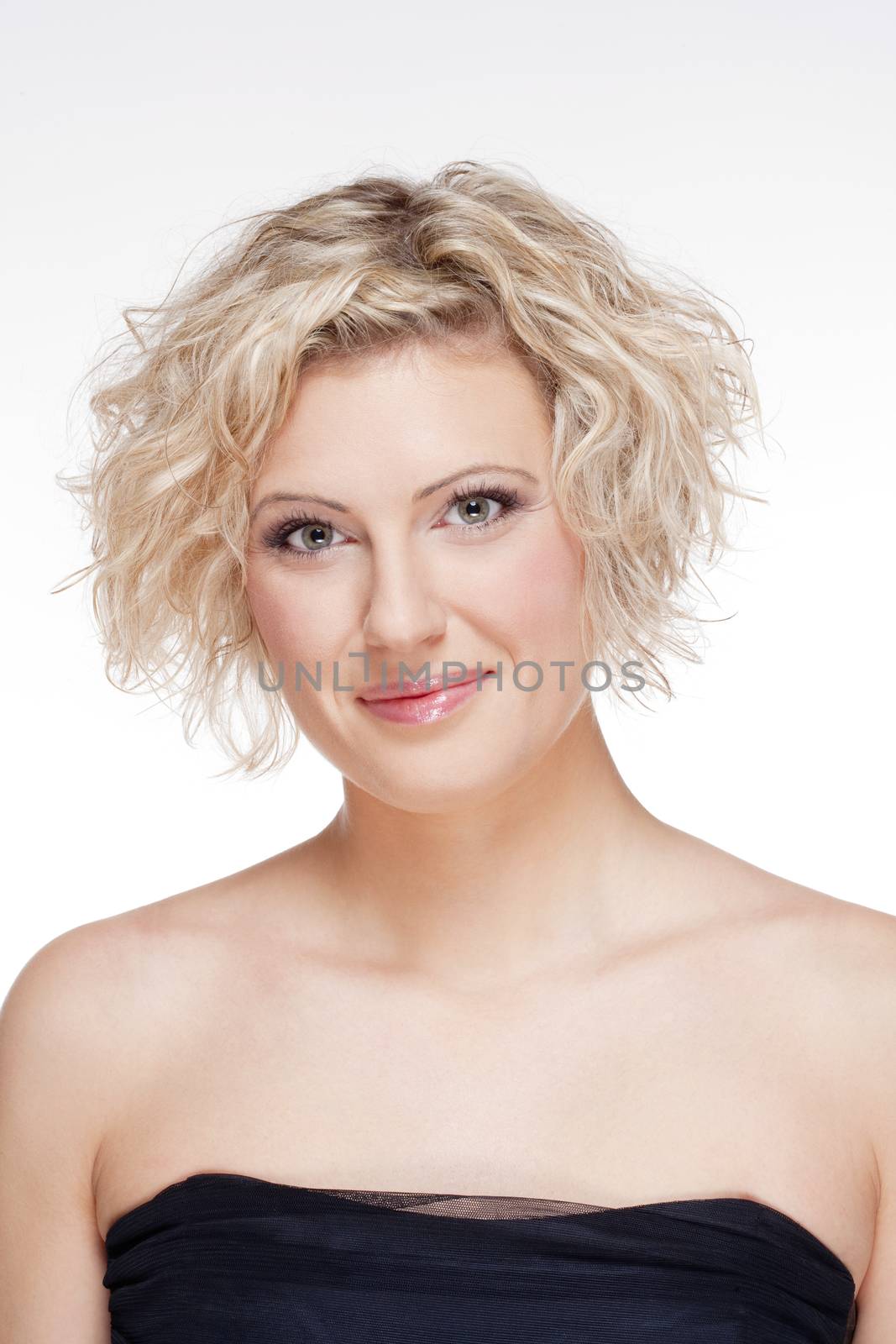 Portrait of a Young Woman with Blond Hair - Isolated on White