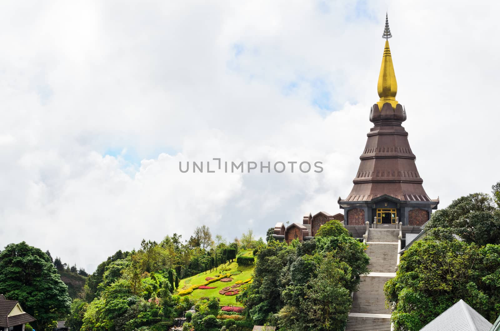 Phra Mahathat Napametanidon pagoda on Doi Intanon mountain in Chiang Mai province of Thailand.