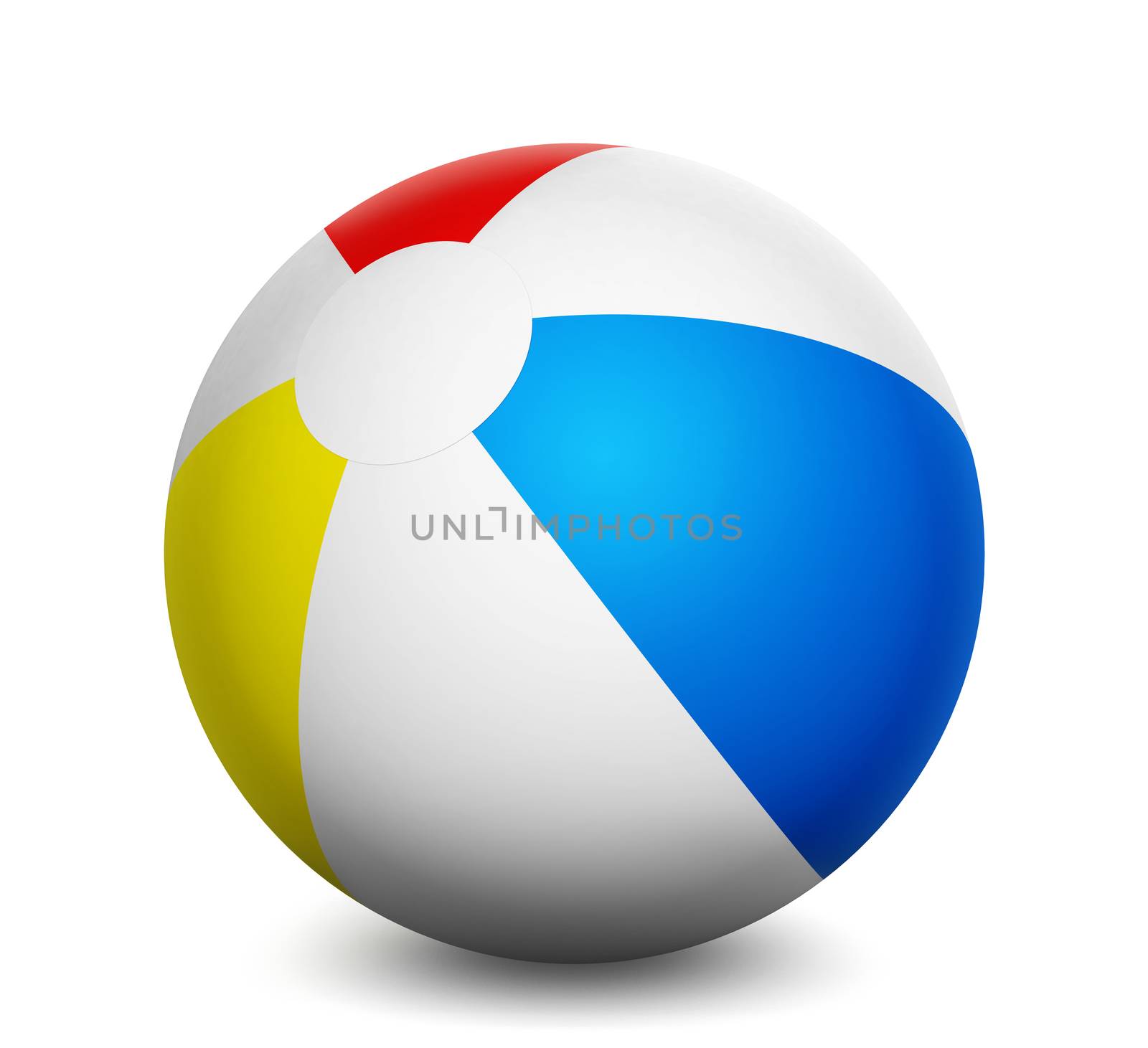 Summer vacation and holidays concept with a colorful beach ball isolated on white background 3d rendering.