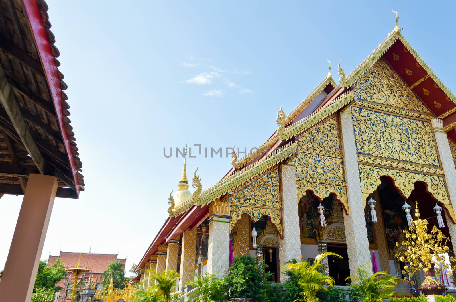 Chapel of Wat Phra That Haripunchai temple at Lamphun Province in northern Thailand