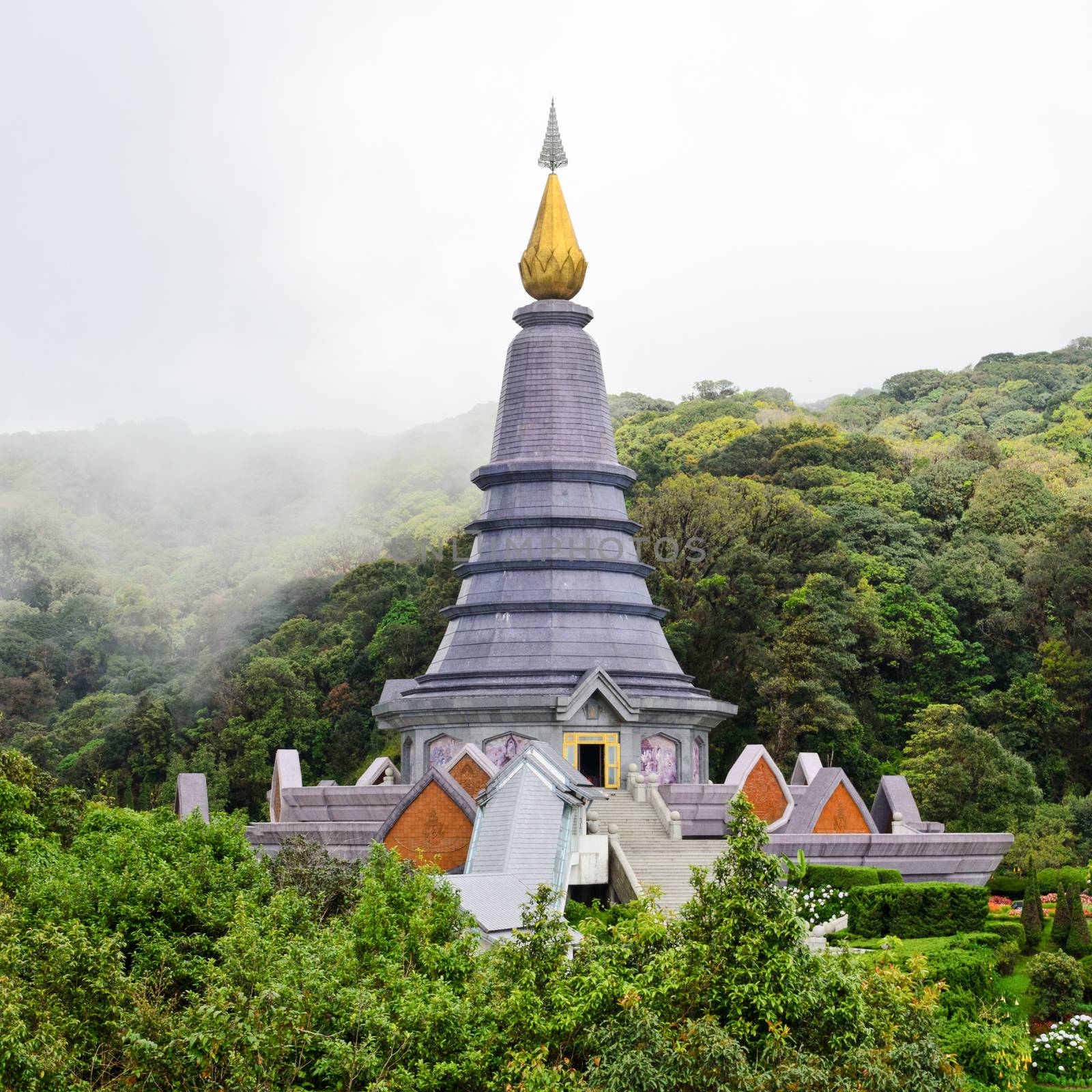 Phra Mahathat Napapolphumisiri pagoda on Doi Intanon mountain in Chiang Mai province of Thailand.