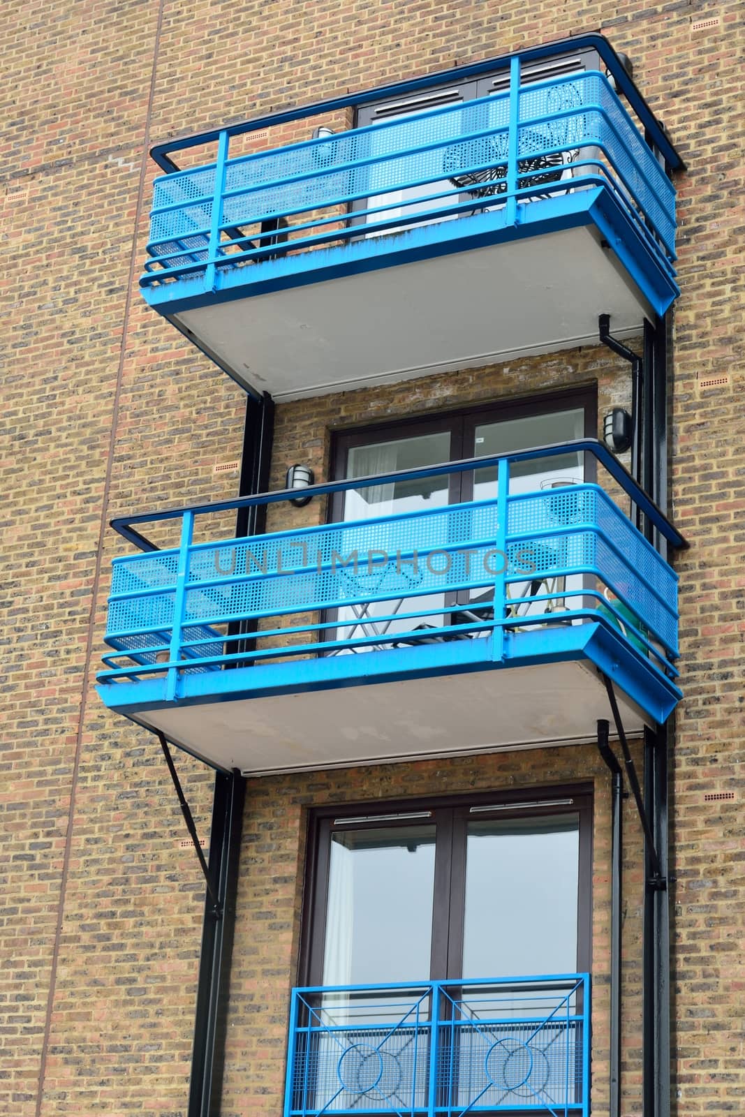 Blue flat balcony