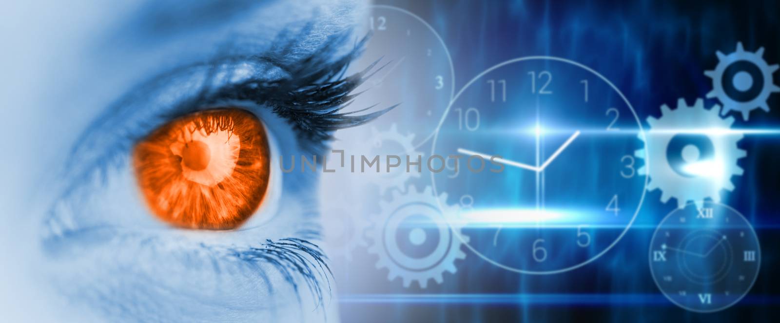 Composite image of orange eye on blue face by Wavebreakmedia