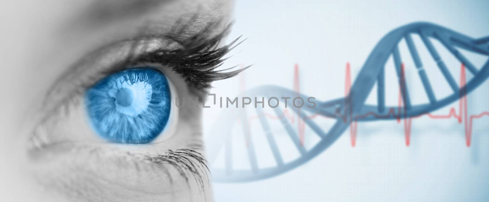 Composite image of blue eye on grey face by Wavebreakmedia