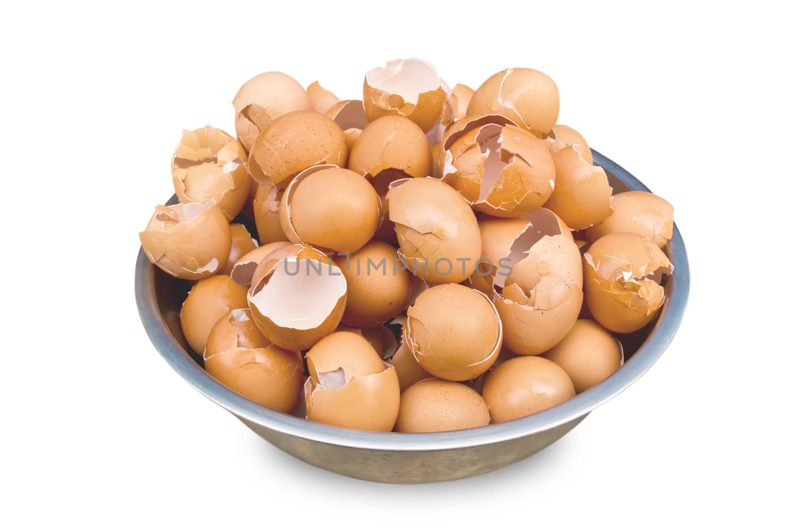 eggshell broken brown, Crack the egg, on white background