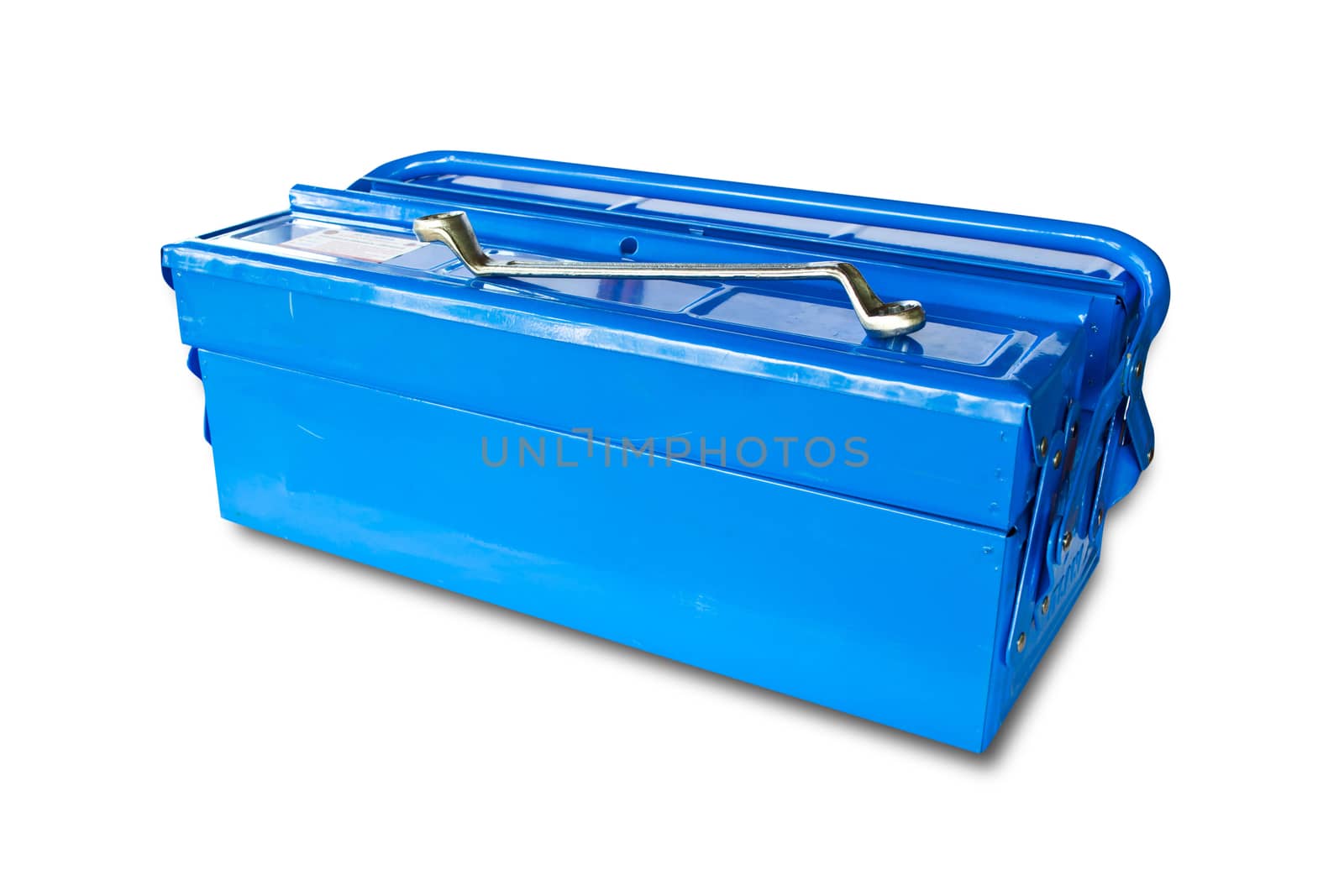 Blue tool box isolated on white background by Thanamat