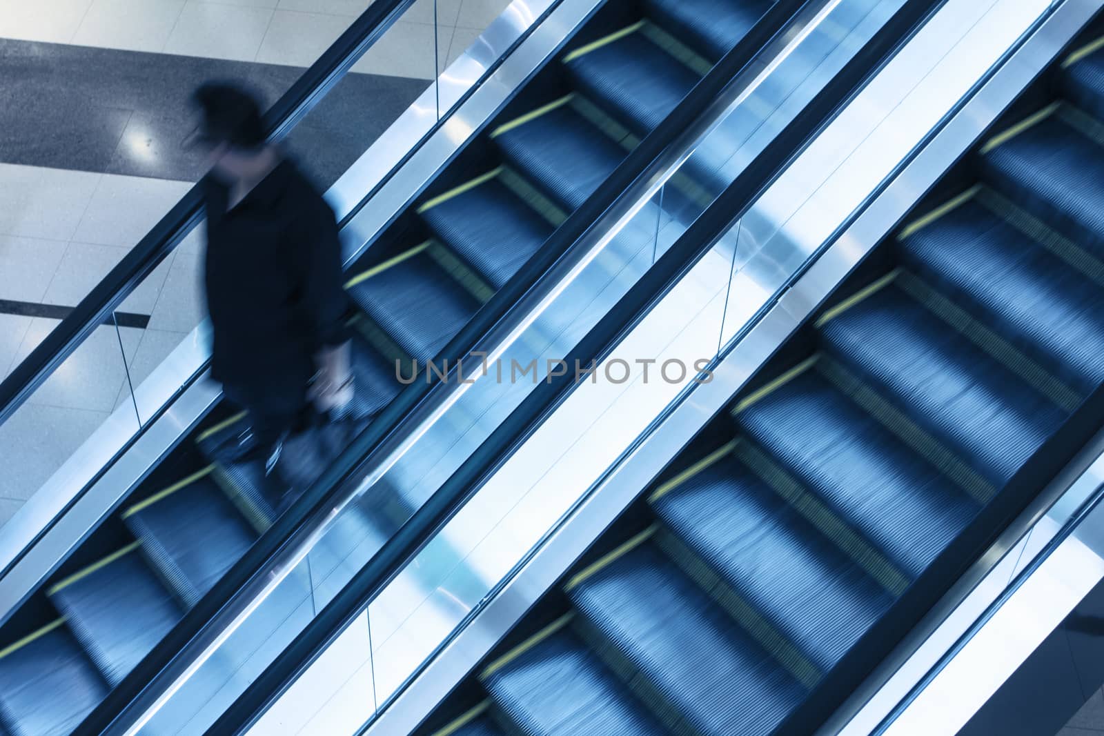 Elevator in shopping malls,with sllow shutter