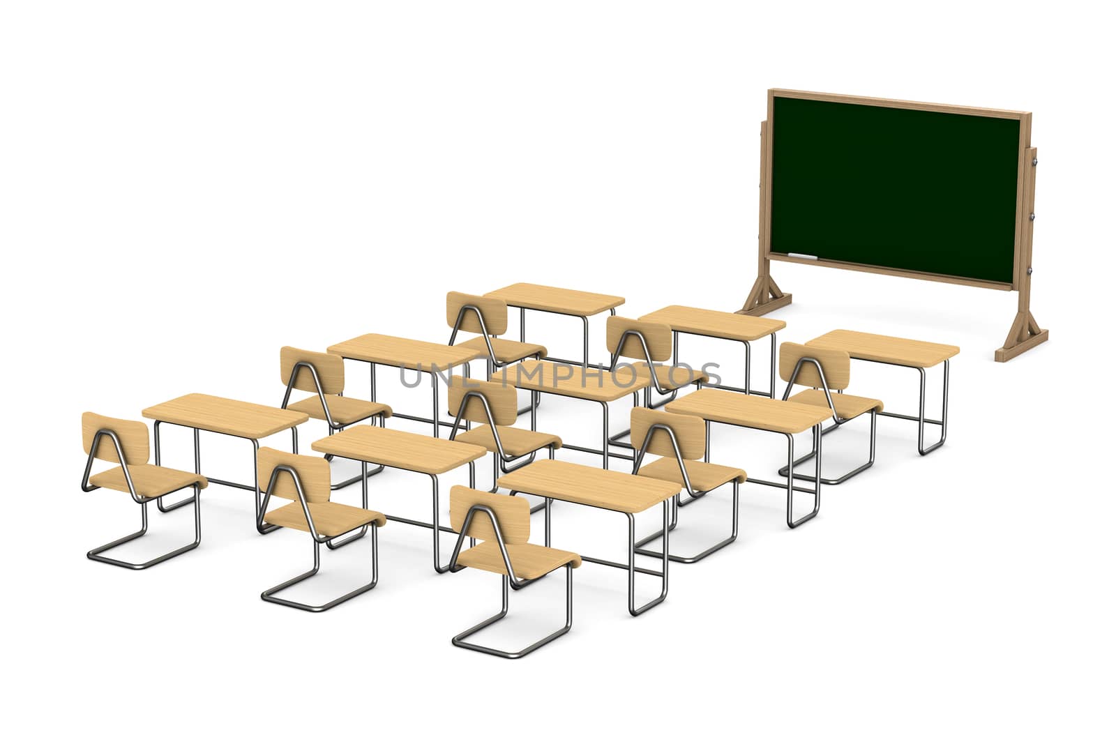 Classroom on white background. Isolated 3D image