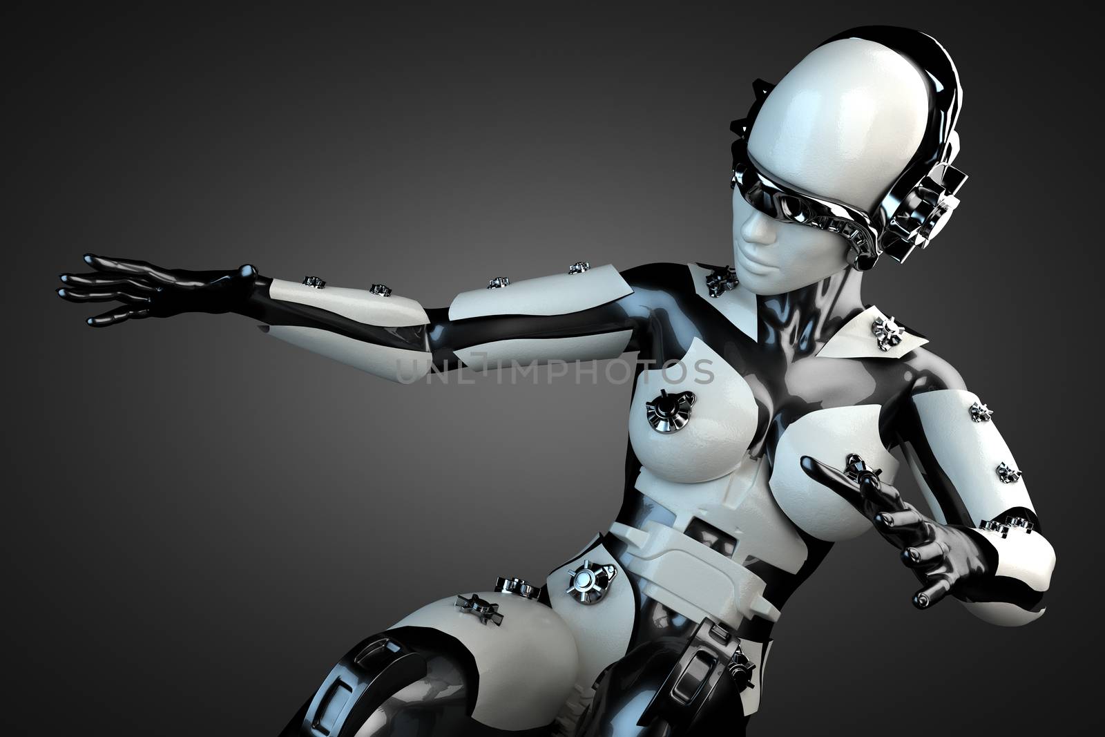 woman robot of steel and white plastic by videodoctor