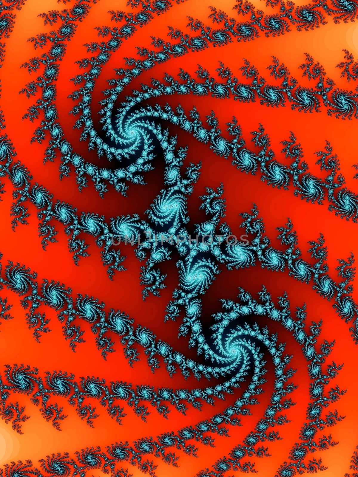 Digital computer graphic - rendering. Decorative fractal spiral in a bright colors for design.