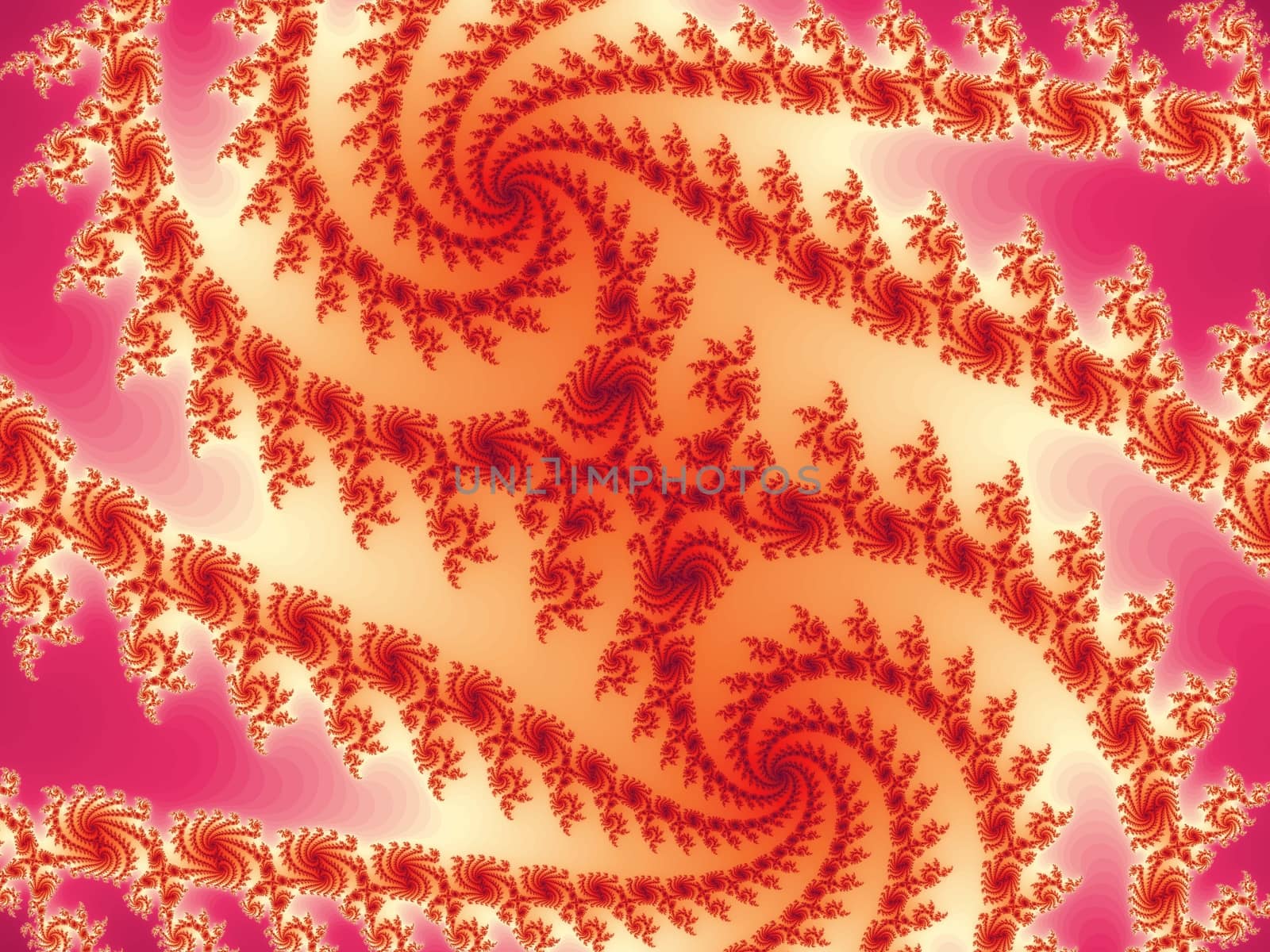 Digital computer graphic - rendering. Decorative fractal spiral in a pink colors for design.