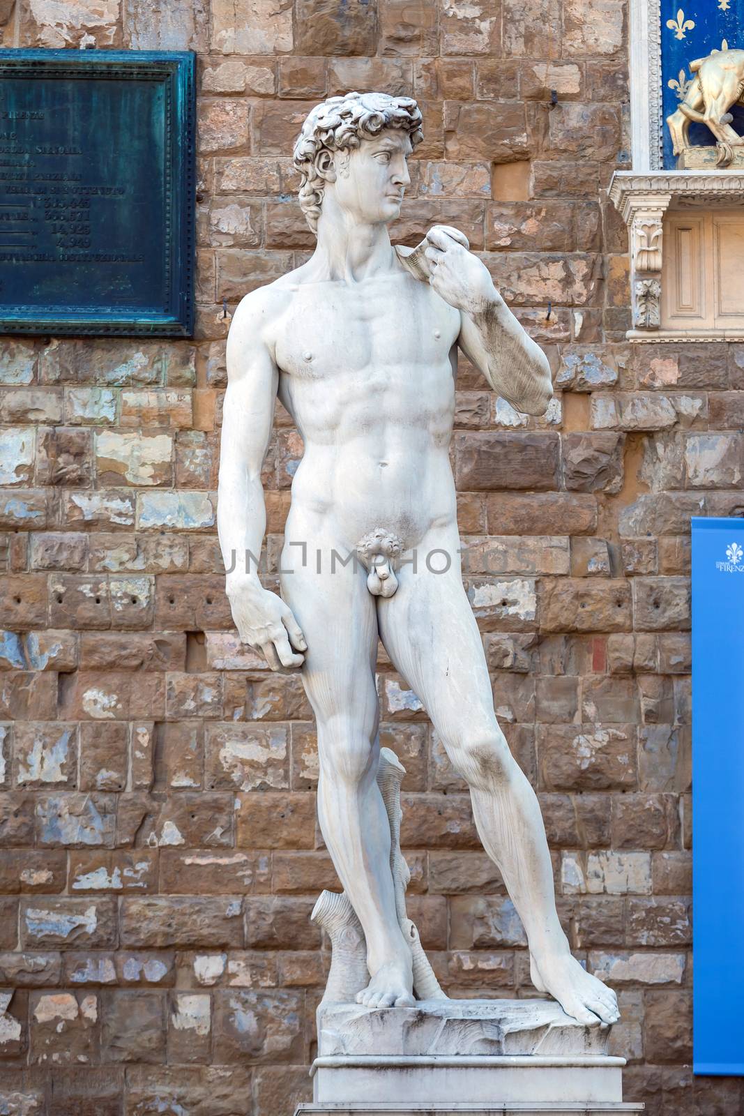 Pisa, Italy - August 10, 2013: The statue of David on Piazza della Signoria, Florence, Italy